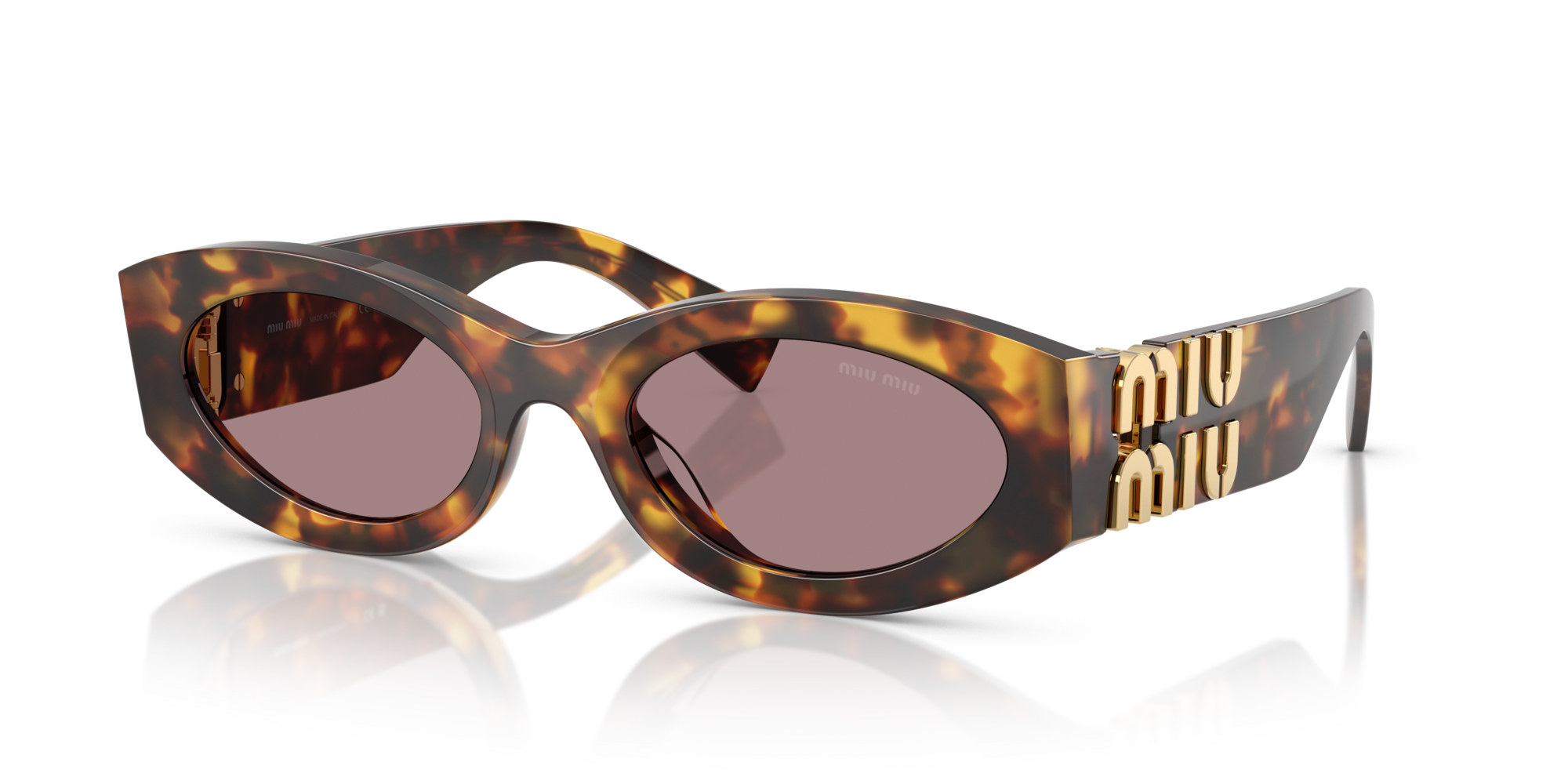 Miu Miu MU11WS 14L20I Oval Sunglasses – Havana / Purple Brown MU 11WS Miu Miu Sunglasses 14L20I Honey Havana - eye-oo.com main image 3