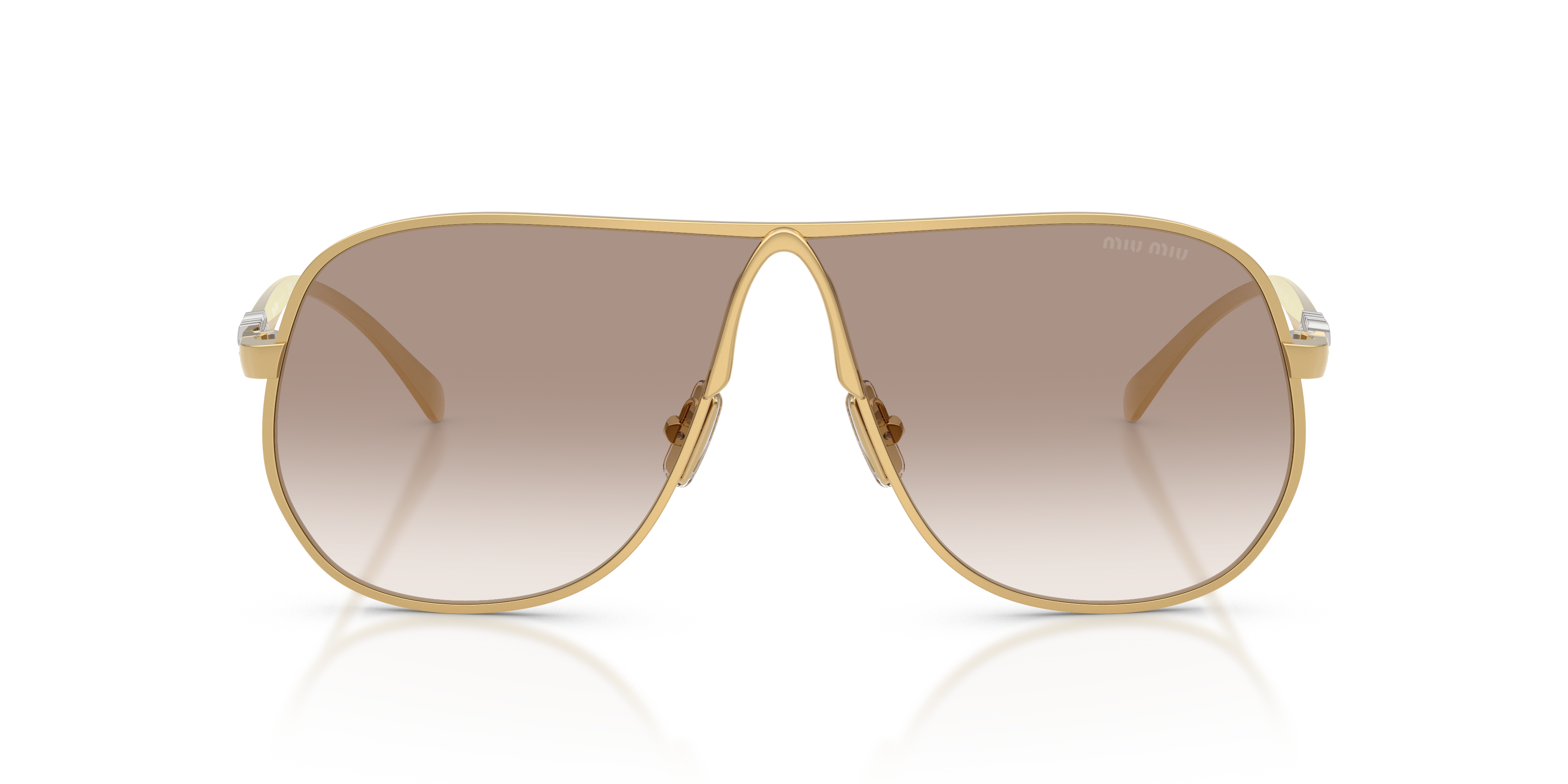 miu miu イエロー Vネック タンクトップ Miu Miu MU A56S 5AK90L Gold Sunglasses for Woman - LookerOnline