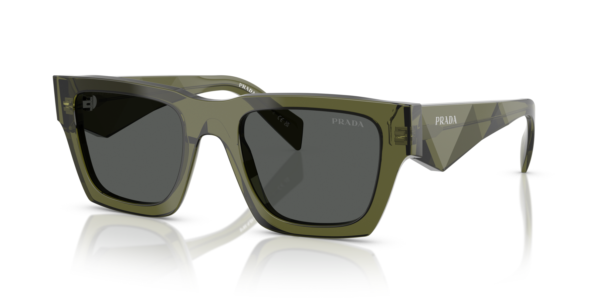 Prada PR A06S 25A40L Sunglasses Transparent Military for Man