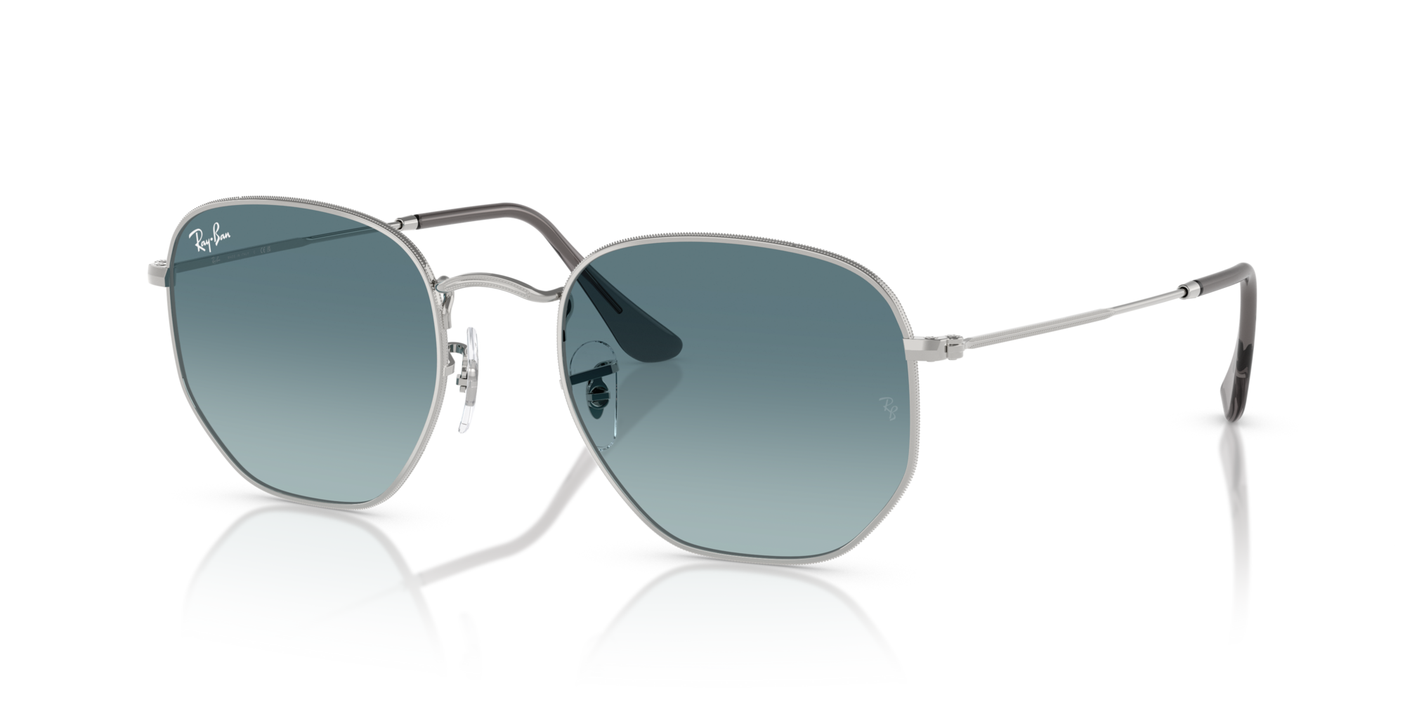 Ray-Ban Hexagonal RB3548N 003/3M Silver Sunglasses for Men and