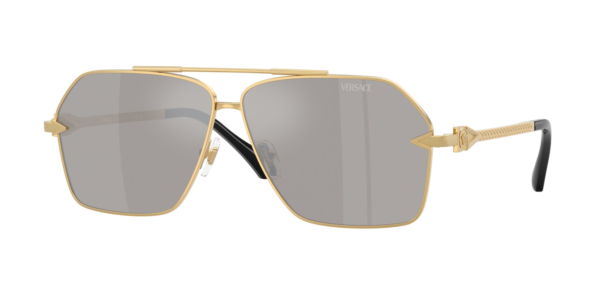 Versace Gold Aviator Sunglasses with Brown Gradient Lenses Versace VE2283 XL (61 - 13) with Orange lenses and Gold  main image 3