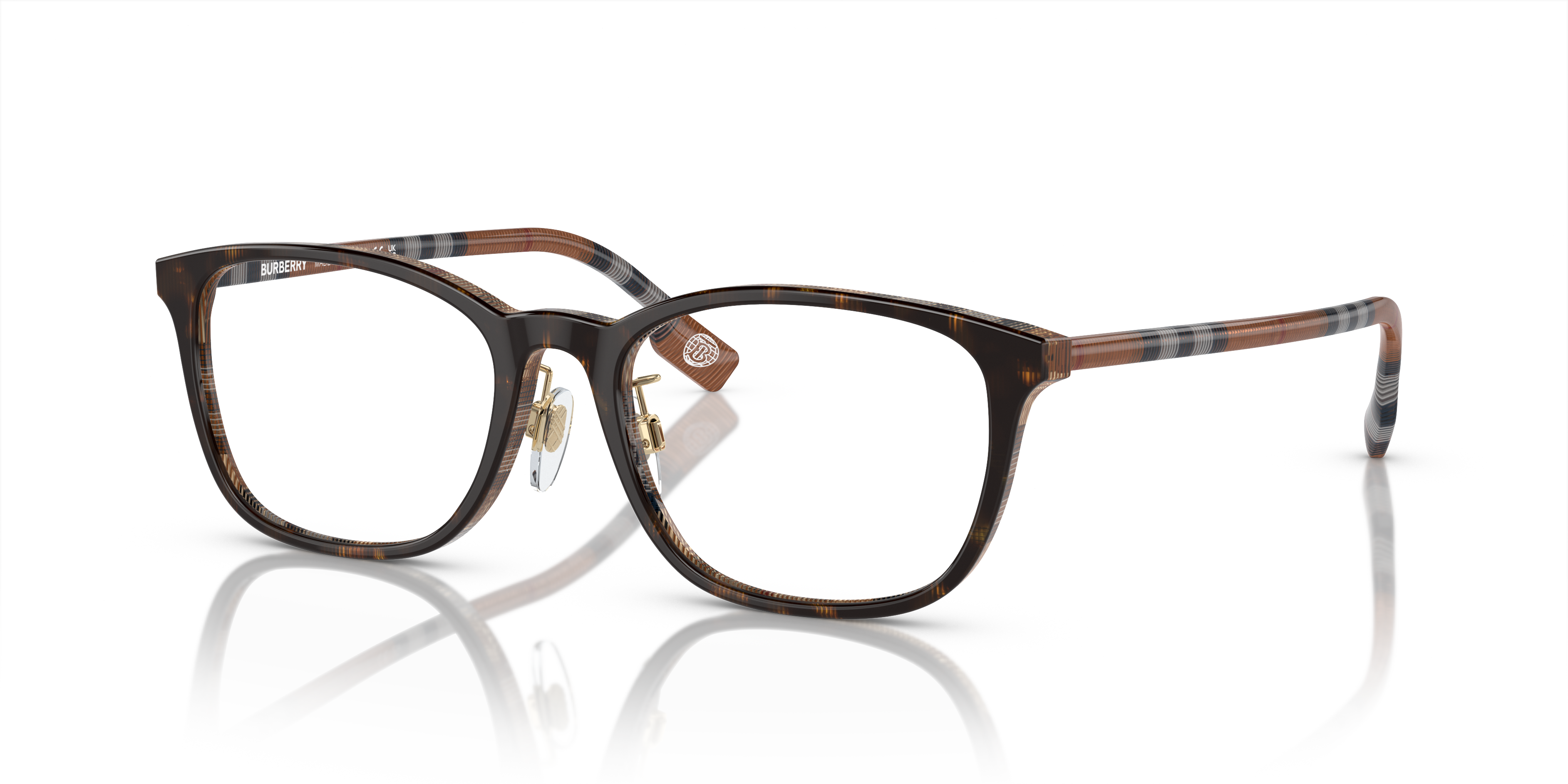 Burberry BE2371D 4102 Top Dark Havana/Check Brown Eyeglasses for