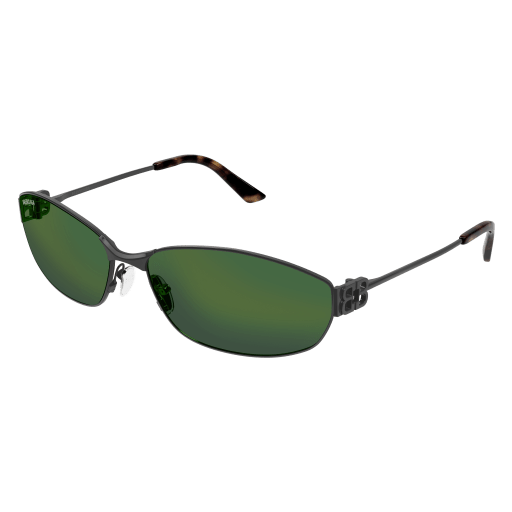Balenciaga BB0336S 005 Unisex Oval Sunglasses - Grey / Green Mirror Balenciaga Eyewear BB0336S oval-frame Sunglasses | Grey  main image 4