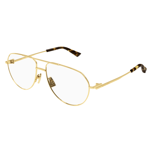 NEW Bottega Veneta BV1302O Gold Aviator Eyeglasses Frames bottega-veneta-bv1302o-001-hd-  main image 3
