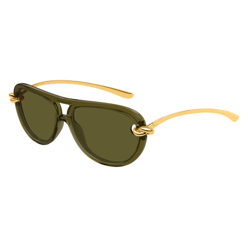 NWT Bottega Veneta BV1418S-003 Sunglasses BOTTEGA VENETA 1418 KNOT Pilot BV1418S Gold Green Unisex  main image 2