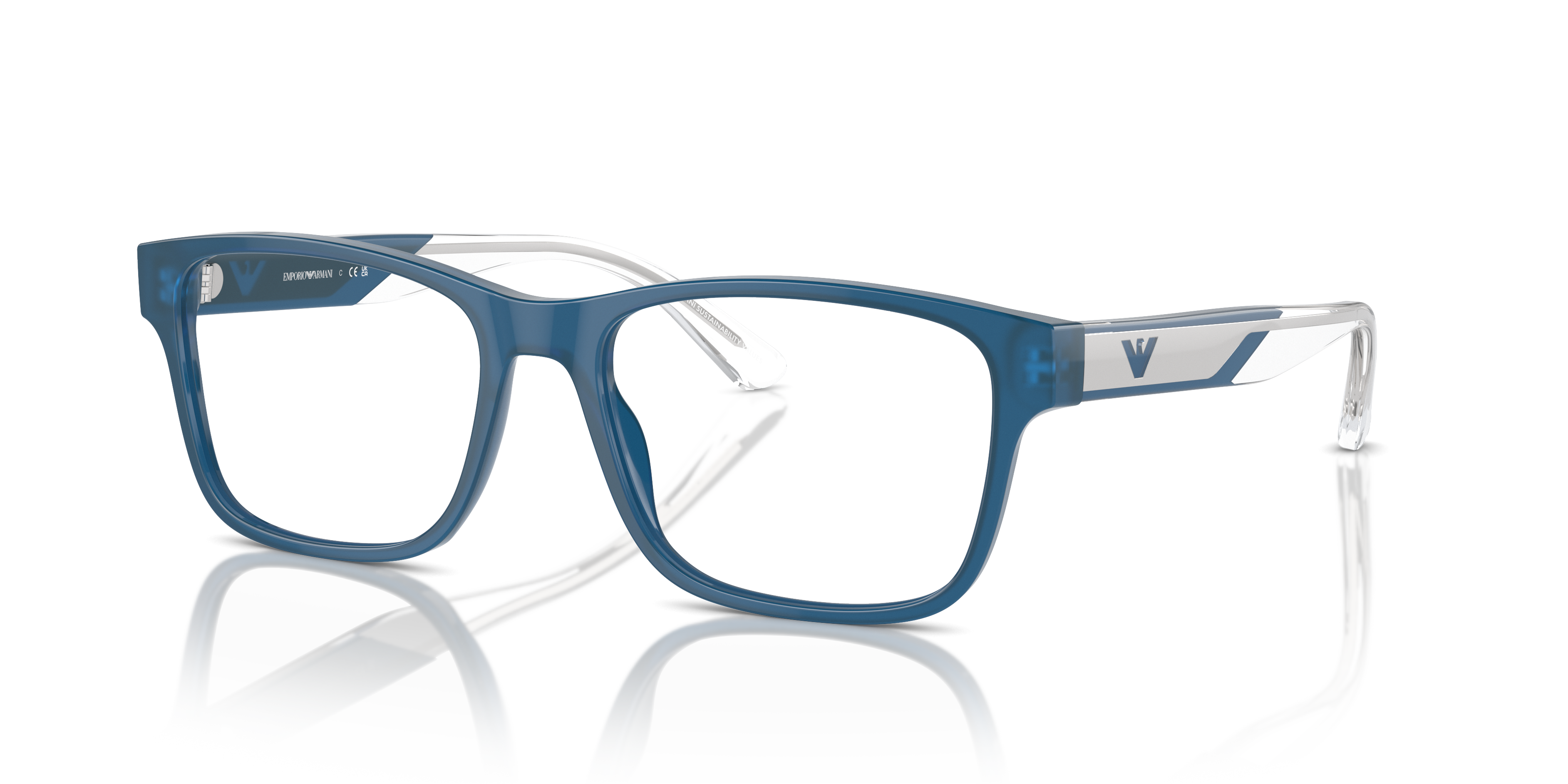 Emporio Armani EA3239 6092 Eyeglasses Shiny Opaline Blue for Man