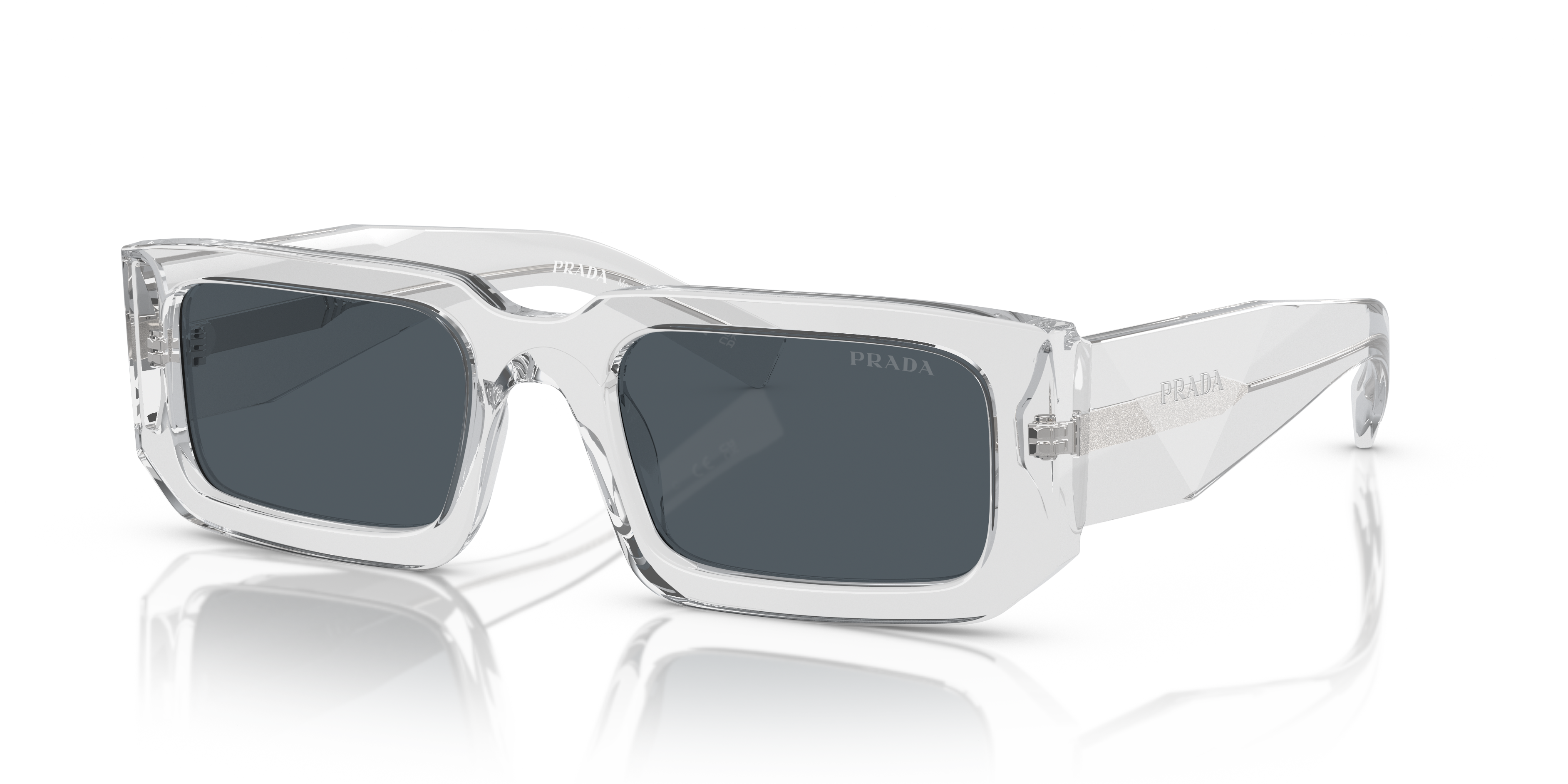 Prada PR 06YS 12R09T Sunglasses Transparent Grey for Man