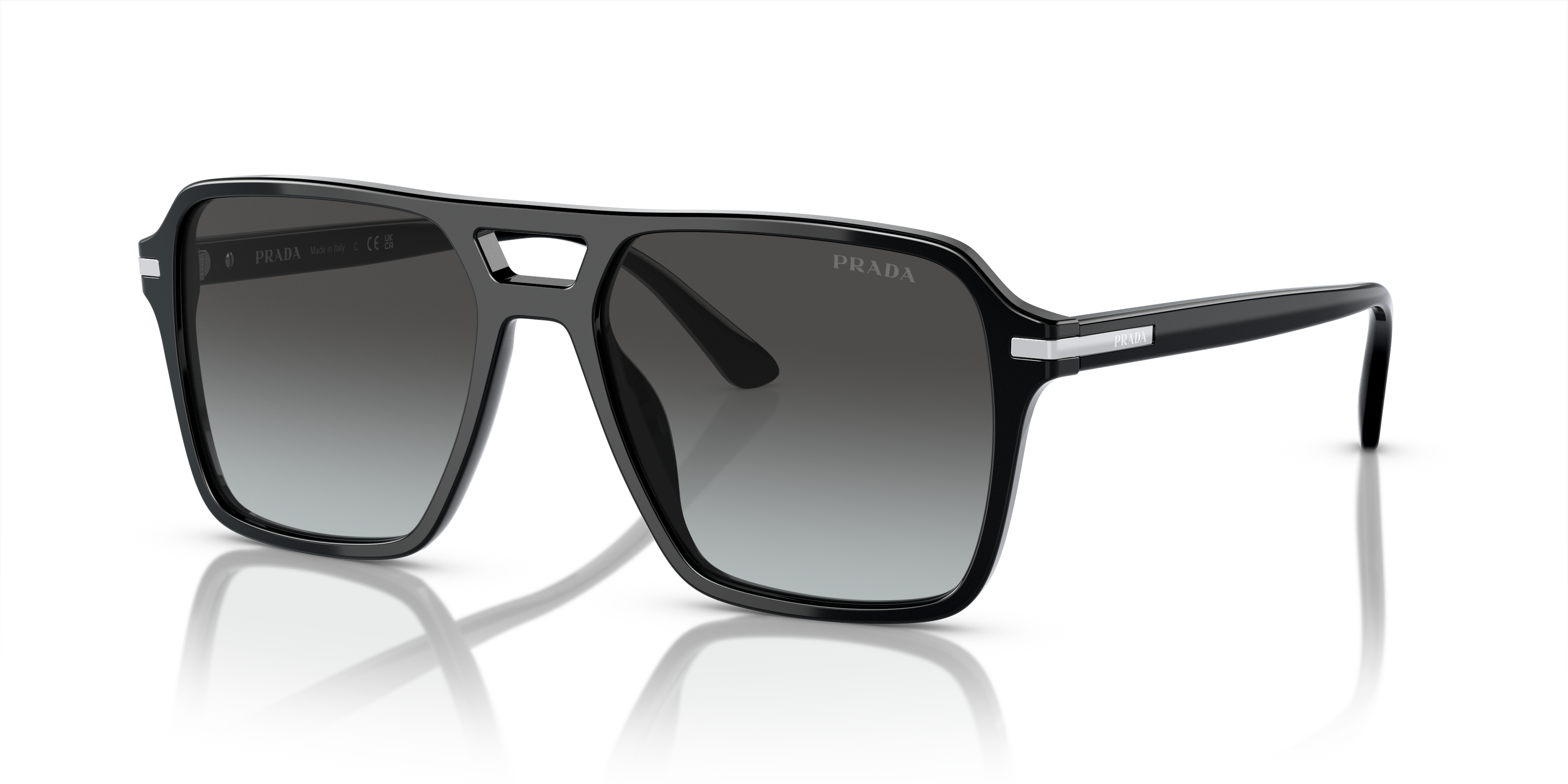 PRADA サングラス ブラック ロゴ PRADA sunglasses Prada PR 20YS 1AB06T Sunglasses Black for Man - LookerOnline