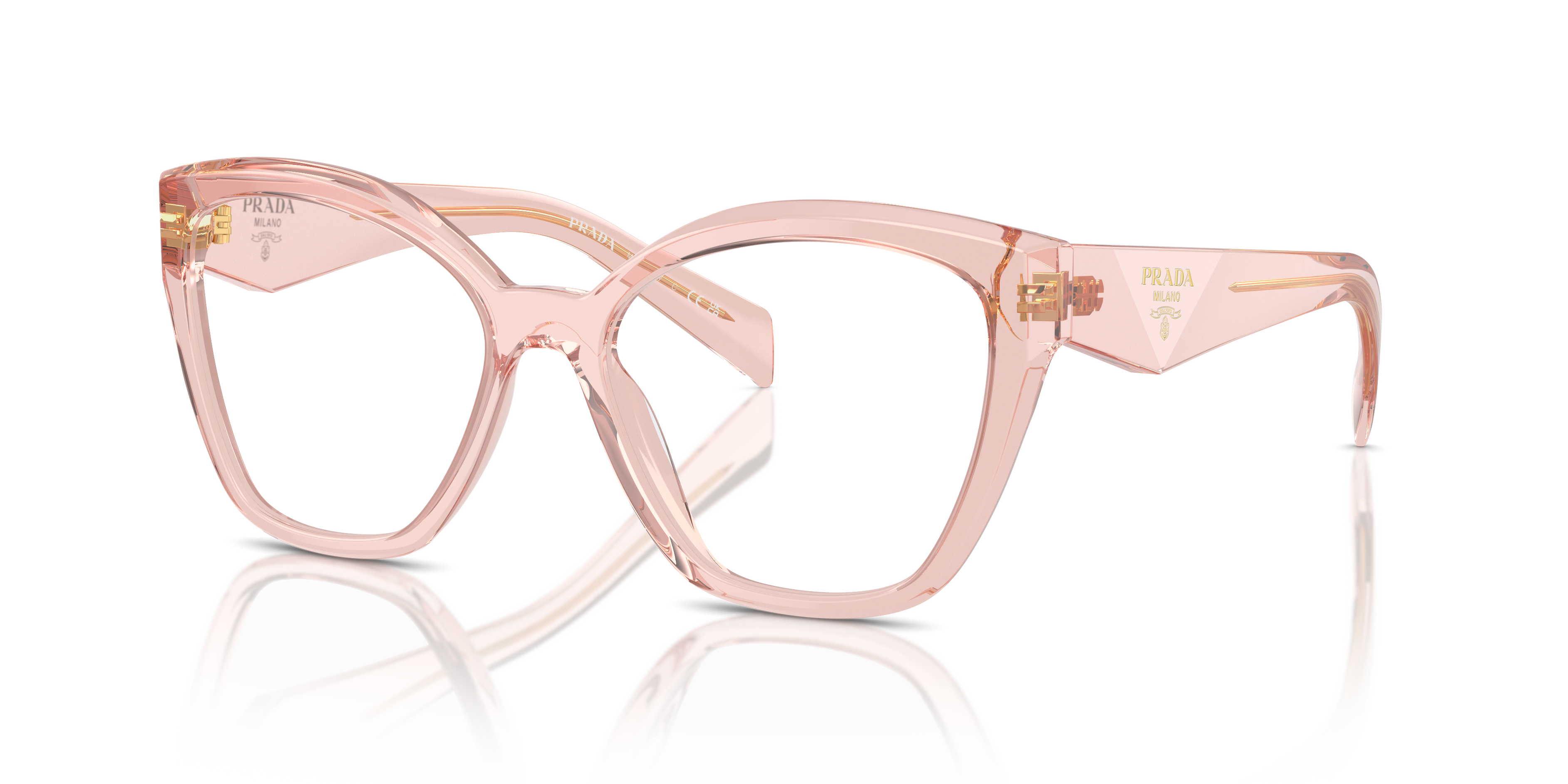 PRADA ヒール 白ピンク Prada PR 20ZV 19Q1O1 Eyeglasses Transparent Peach for Woman