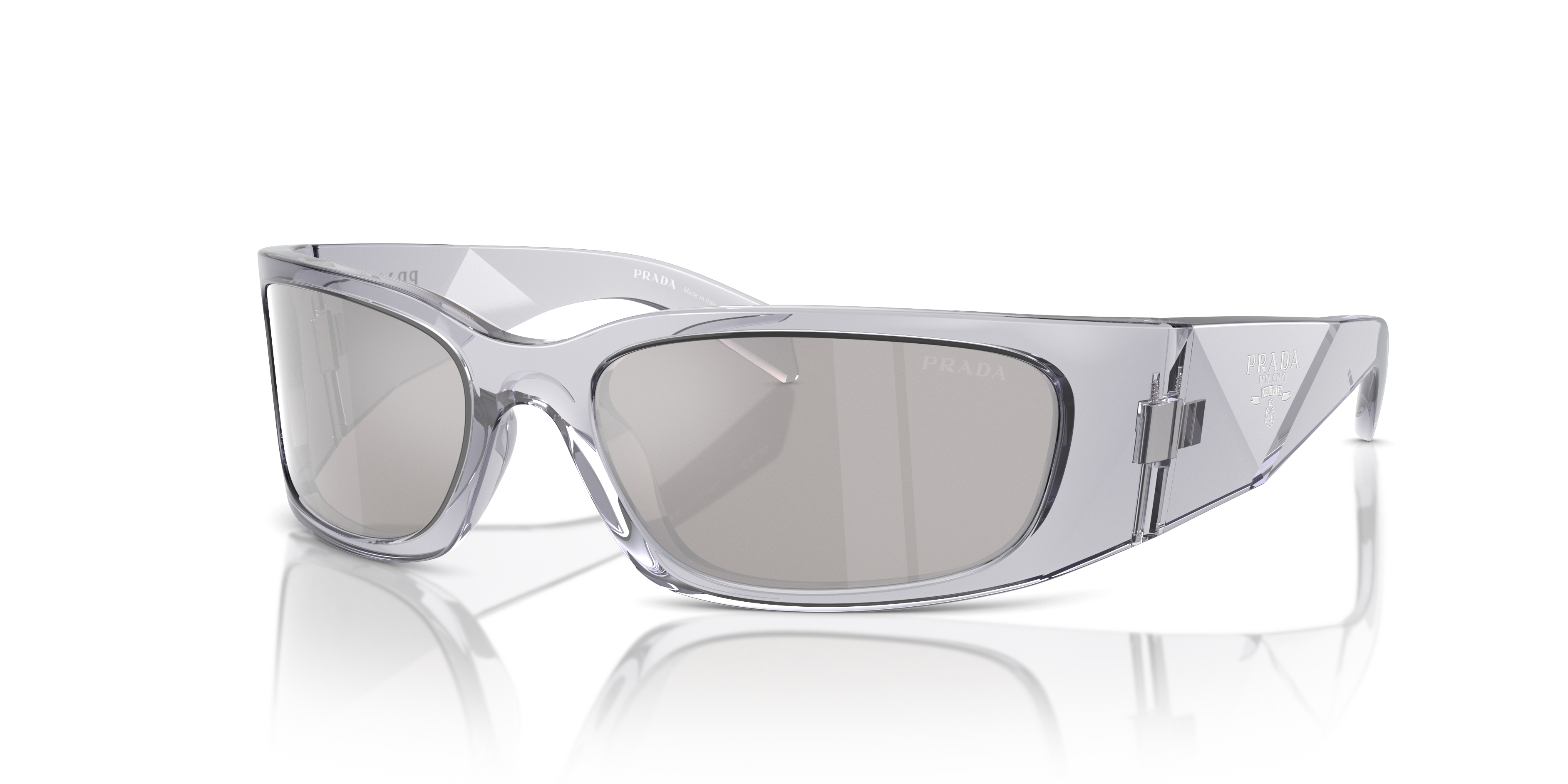 Prada PR A19S 12R2B0 Sunglasses Transparent Grey for Man