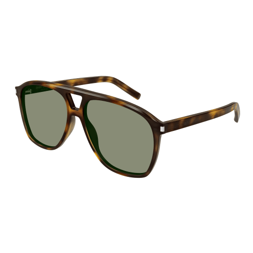 Saint Laurent SL596 DUNE 002 Sunglasses Havana Aviator Frame, Green Lenses SL 596 DUNE in Green | Saint Laurent | YSL EN-SA main image 2