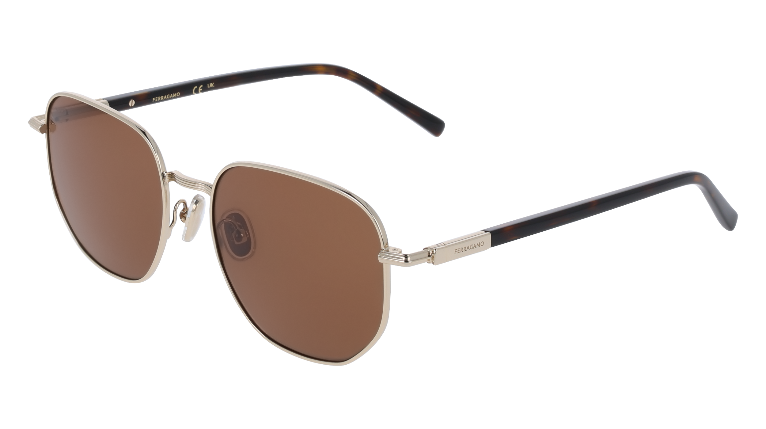 Ferragamo SF328S 745 - Gold/brown Sunglasses | LookerOnline