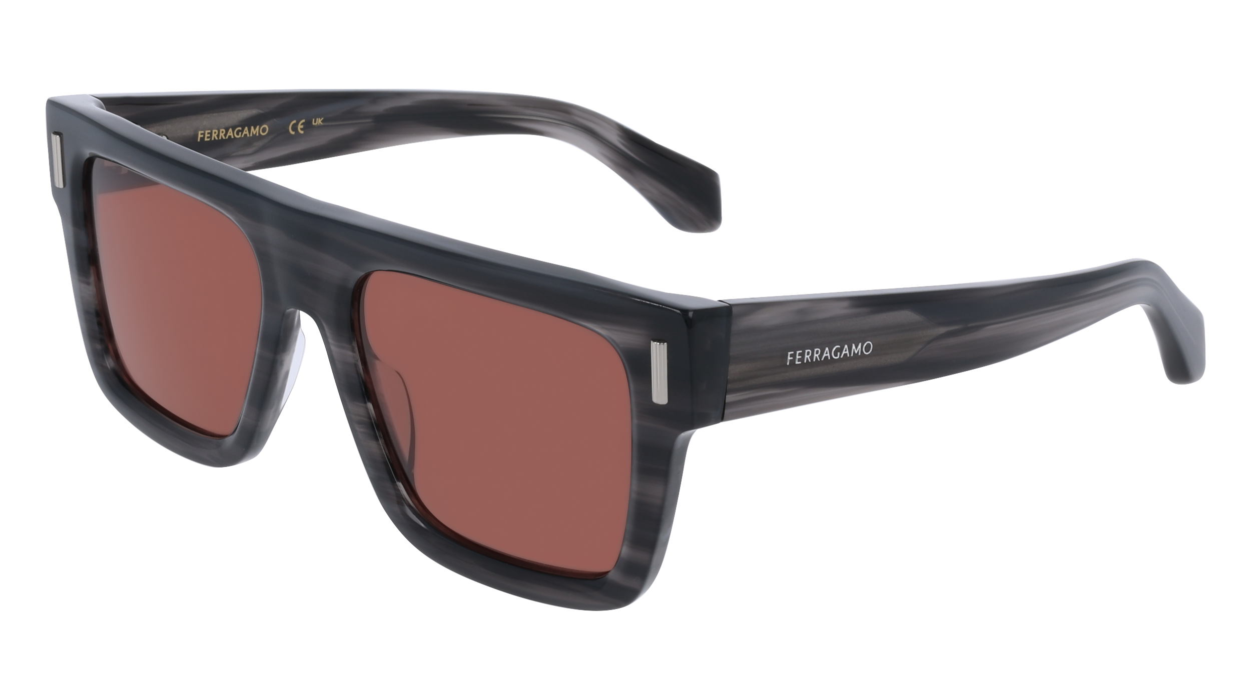 Ferragamo SF2063SE 14 - Striped grey Sunglasses | LookerOnline