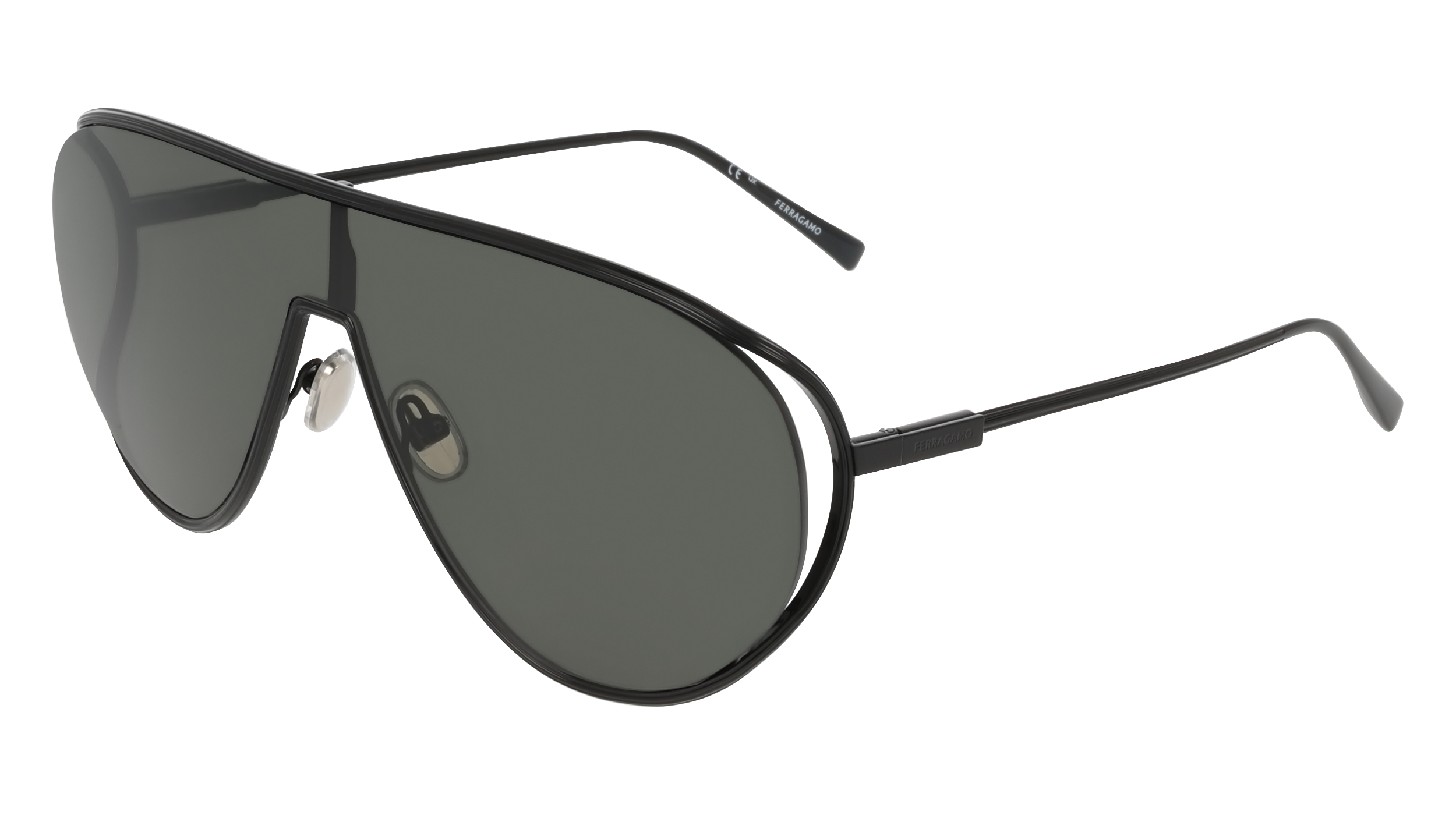 Ferragamo Black Aviator Sunglasses Salvatore Ferragamo SF316S 027 Pilot Dark Ruthenium Silver  main image 4