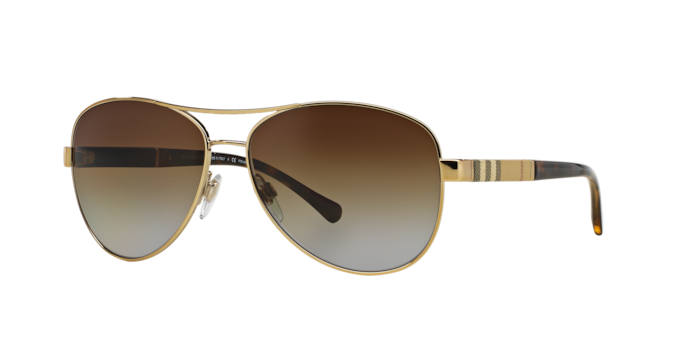 Burberry BE3080 Polarized Sunglasses - New - Gold Light/Brown Gradient Polar Burberry BE3080 Sunglasses | FREE Shipping - Go-Optic.com main image 4