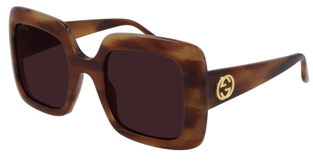 Gucci GG0896S 004 Women Sunglasses Havana Square Frame, Violet Lenses Gucci GG0896S 004 Sunglasses Women main image 3