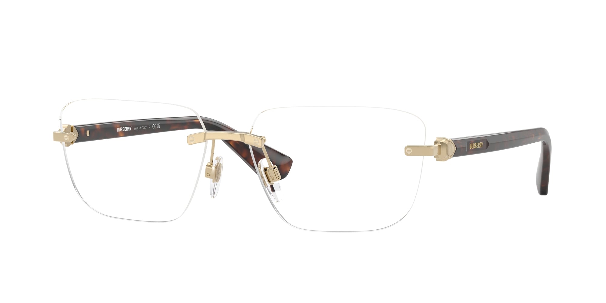 ぺんぺん　2枚 Burberry BE1392 1109 Light Gold Eyeglasses for Man