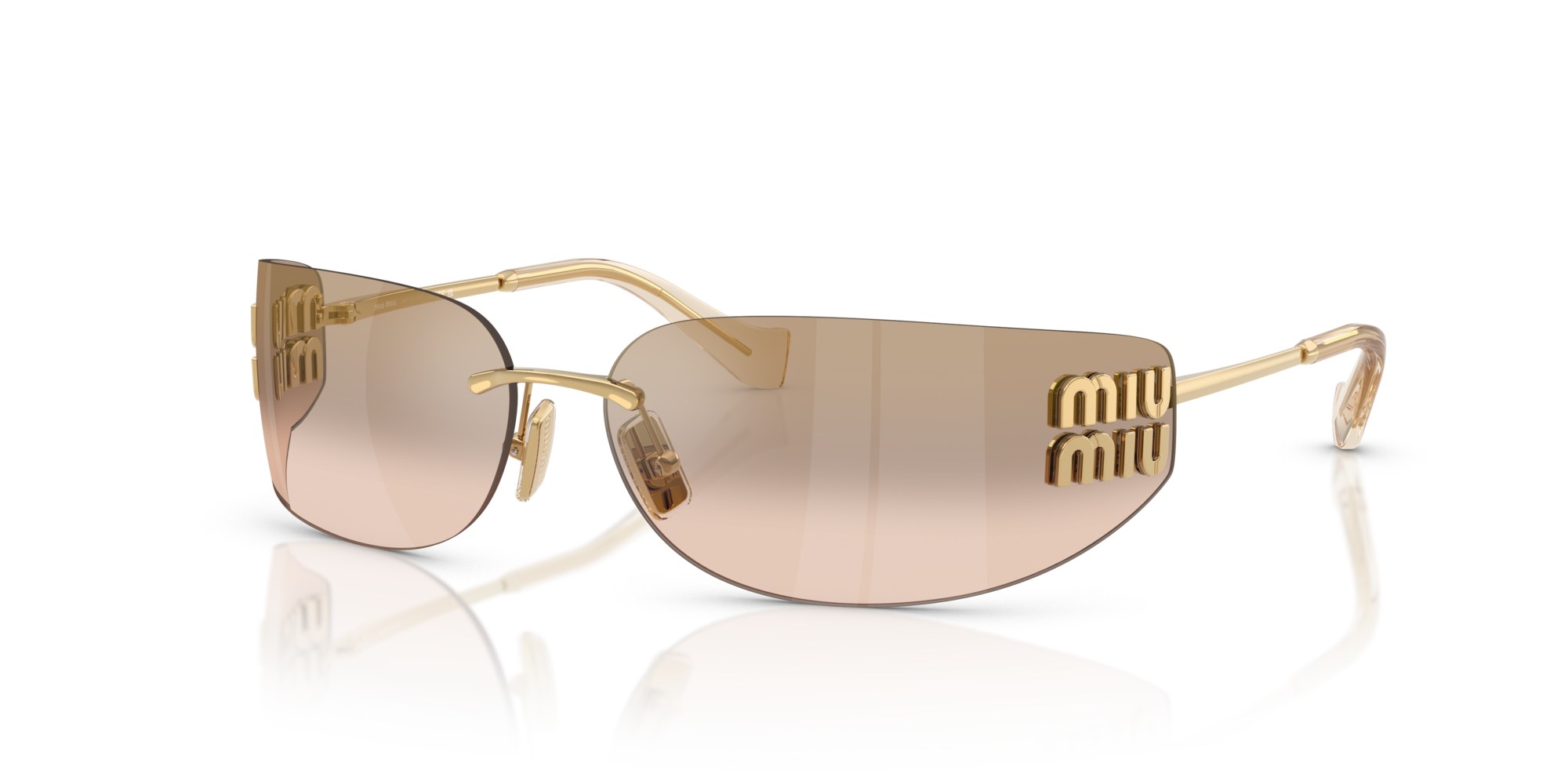 Miu Miu MU A51S 5AK20P Gold Sunglasses for Woman - LookerOnline Miu Miu MU A51S 5AK20P Gold Sunglasses for Woman - LookerOnline