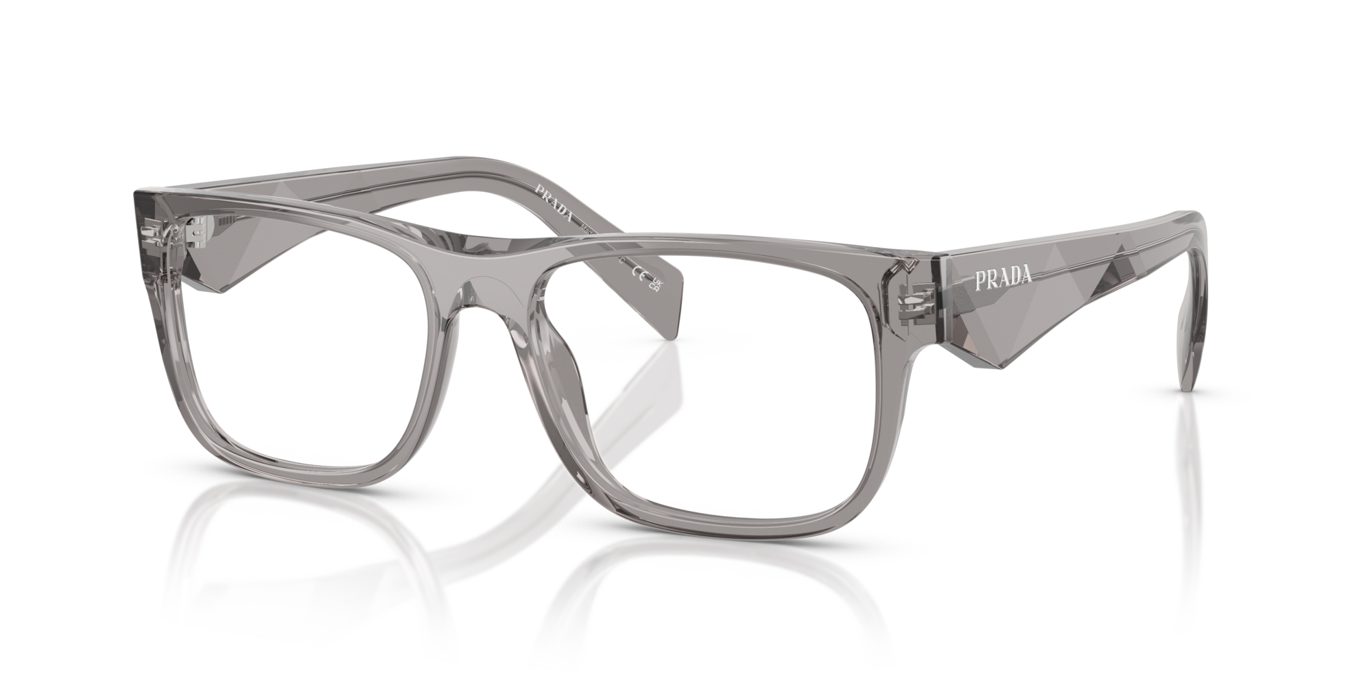 Prada PR 08ZV 18S1O1 Eyeglasses Transparent Asphalt for Man