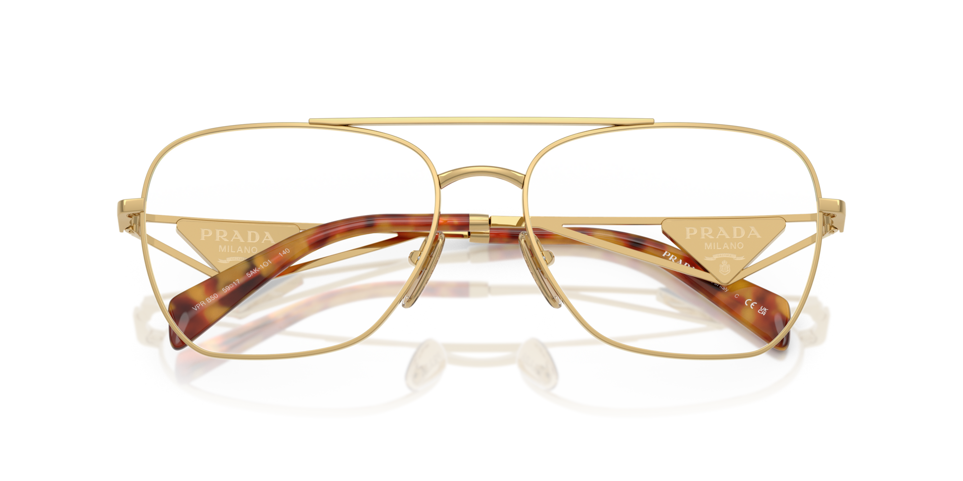 Prada PR B50V 5AK1O1 Eyeglasses Gold for Woman – LookerOnline Prada PR B50V 5AK1O1 Eyeglasses Gold for Woman – LookerOnline