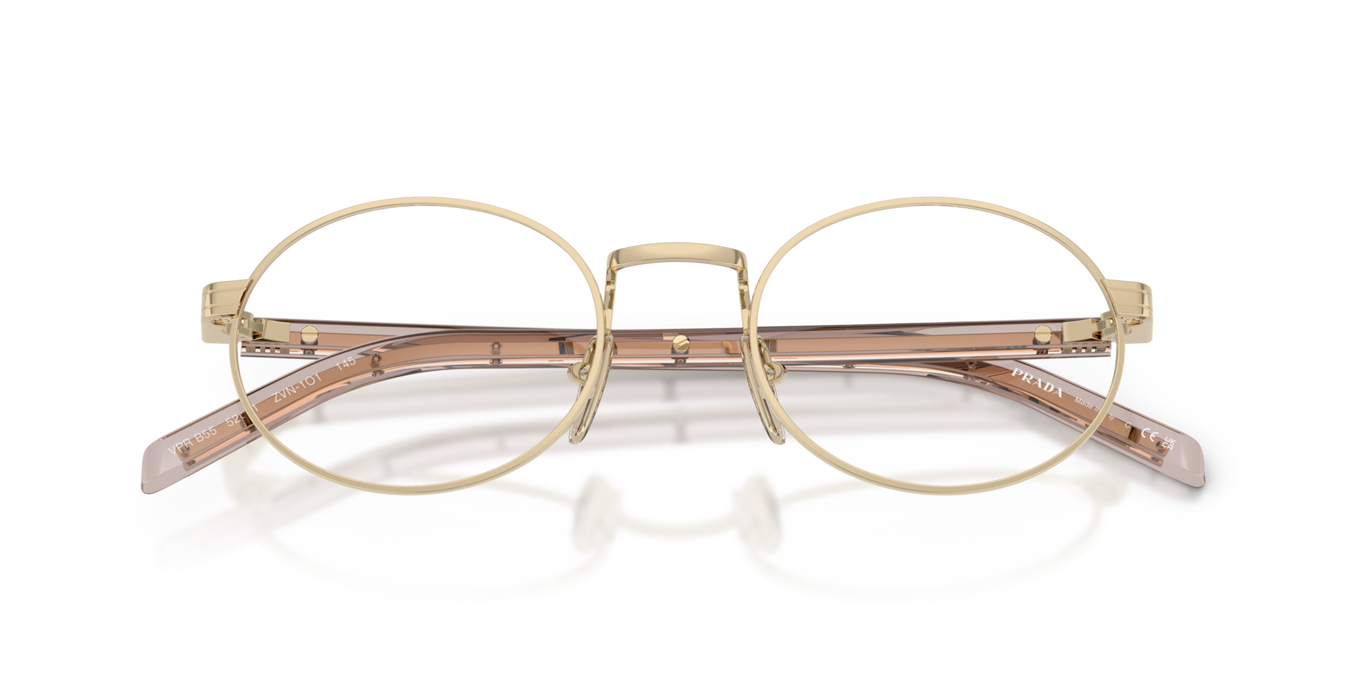 Prada PR B55V ZVN1O1 Eyeglasses Pale Gold for Woman Prada PR B55V ZVN1O1 Eyeglasses Pale Gold for Woman