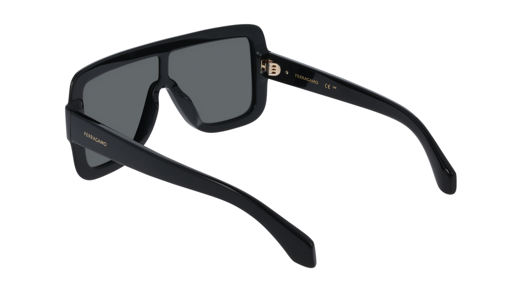 New Salvatore Ferragamo SF2061SE 001 Bold Shield Sunglasses in Black Authentic Ferragamo SF2061SE 1 - Black Sunglasses | LookerOnline main image 4