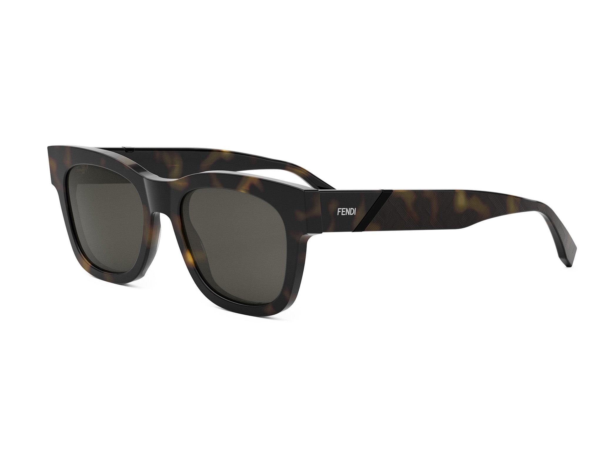 Fendi Diagonal Havana Square Sunglasses