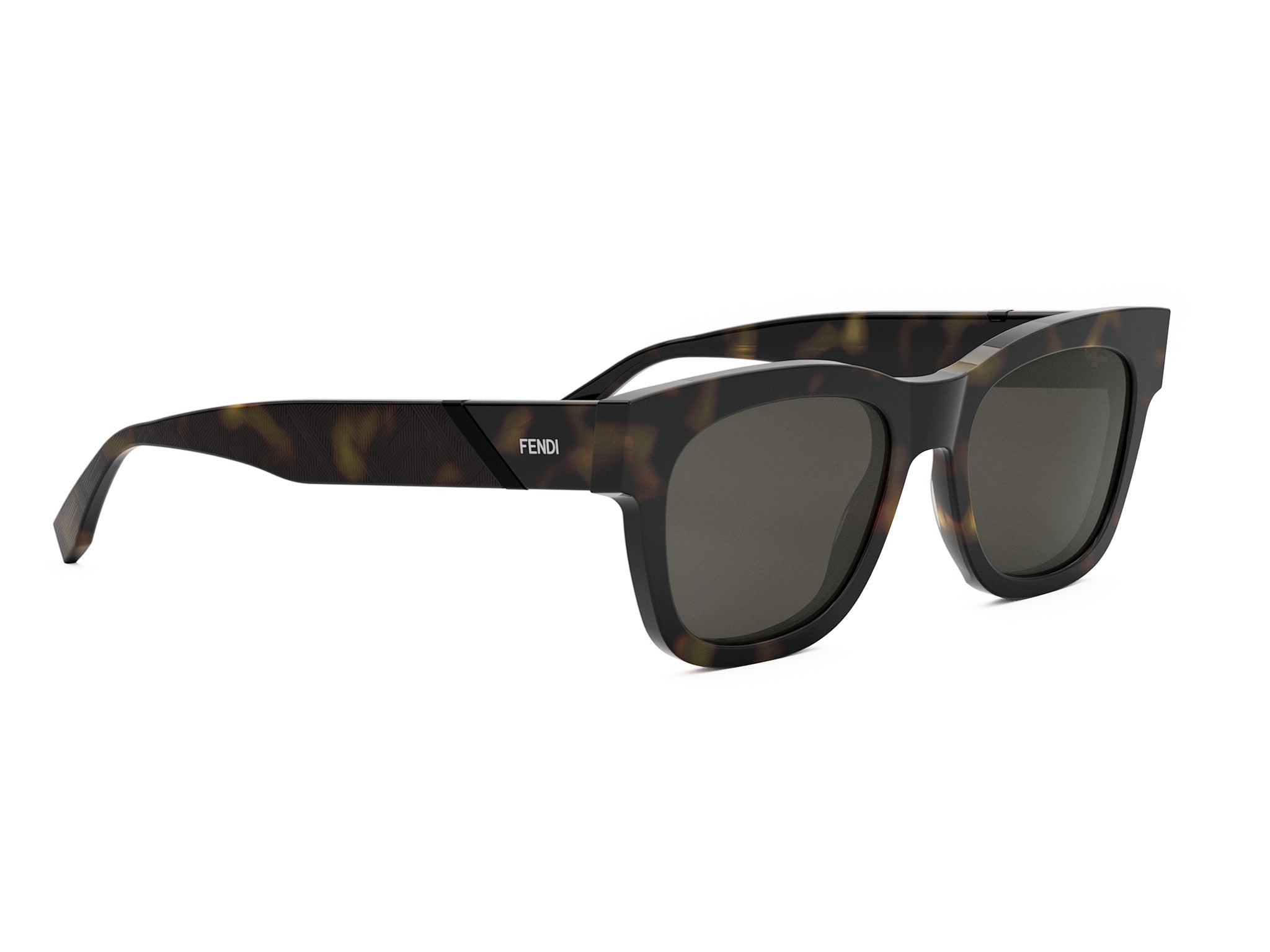 Fendi Diagonal Havana Square Sunglasses