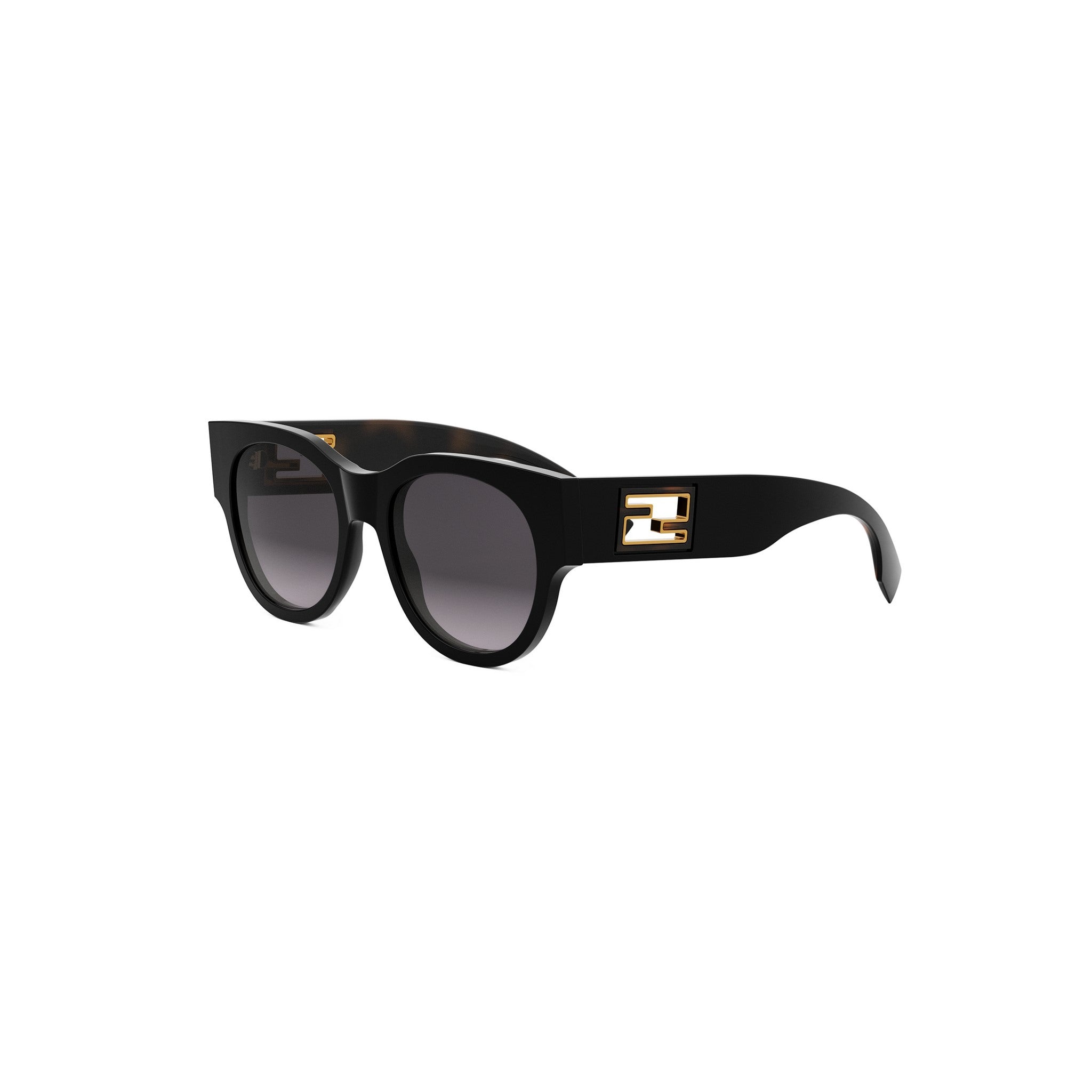 Baguette Black Round Sunglasses