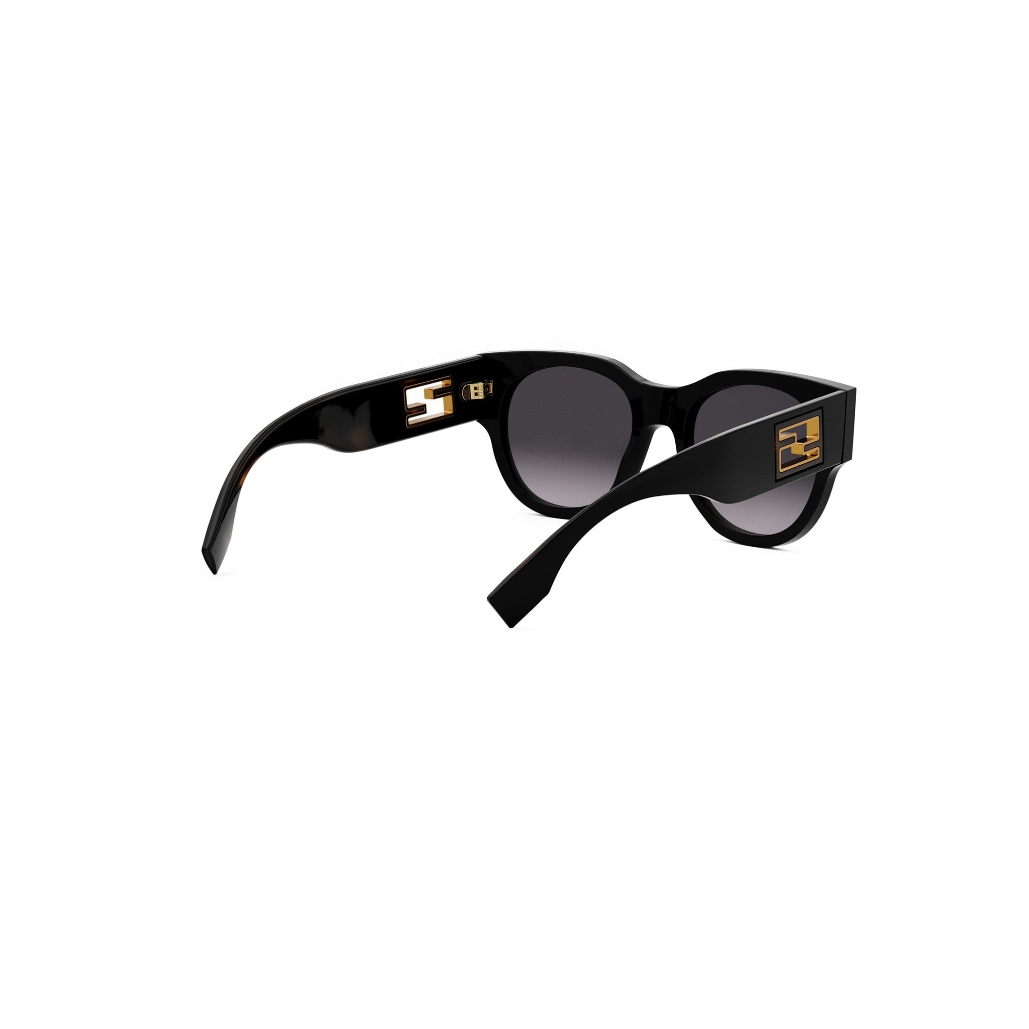 Baguette Black Round Sunglasses