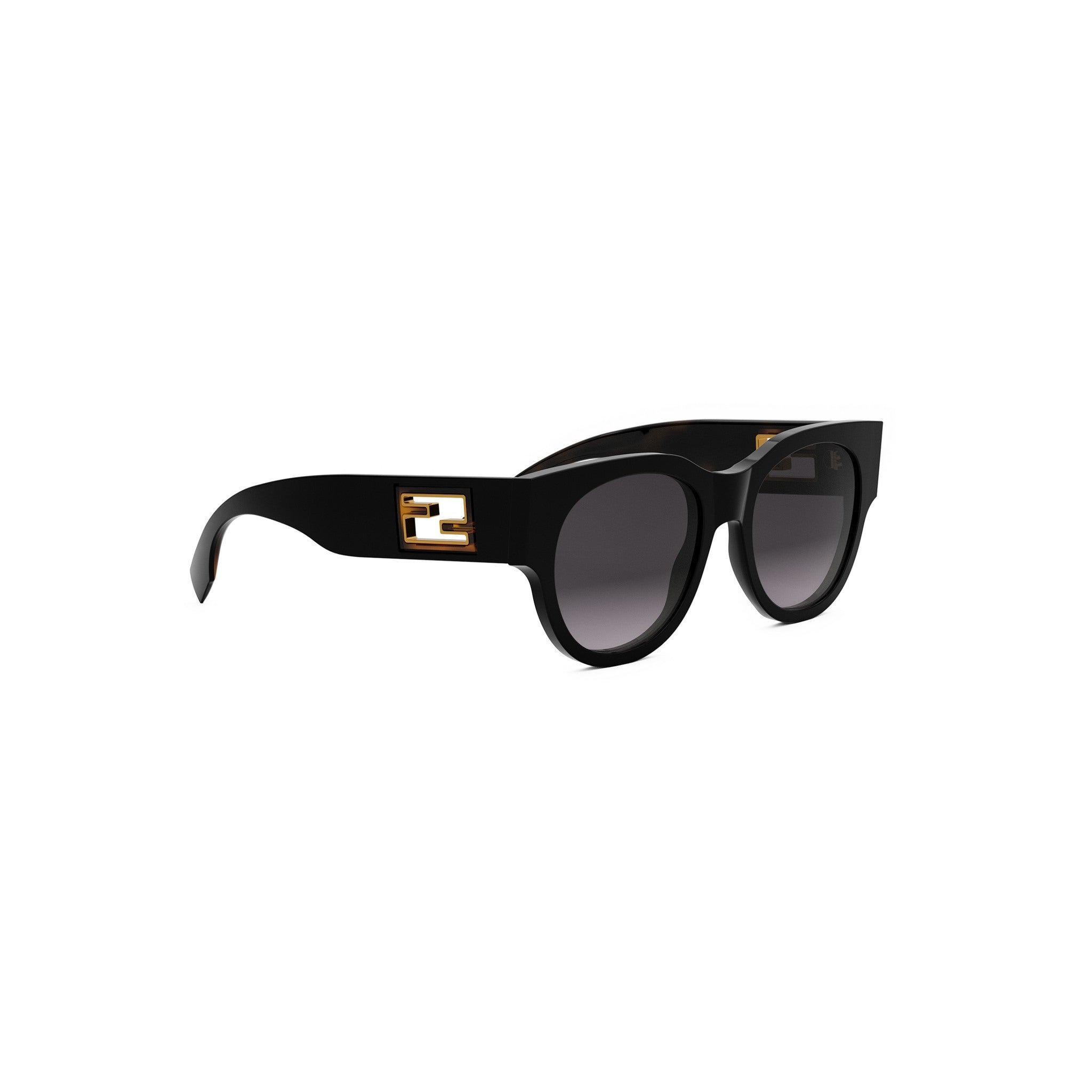 Baguette Black Round Sunglasses