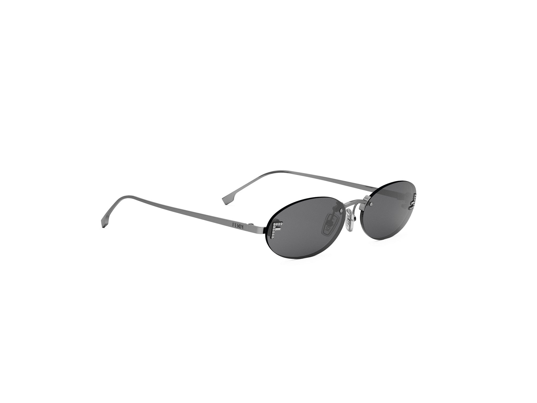Fendi First Crystal Silver Oval Sunglasses
