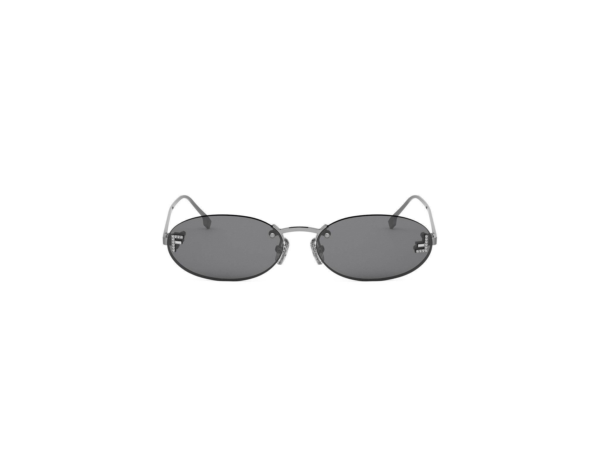 Fendi First Crystal Silver Oval Sunglasses
