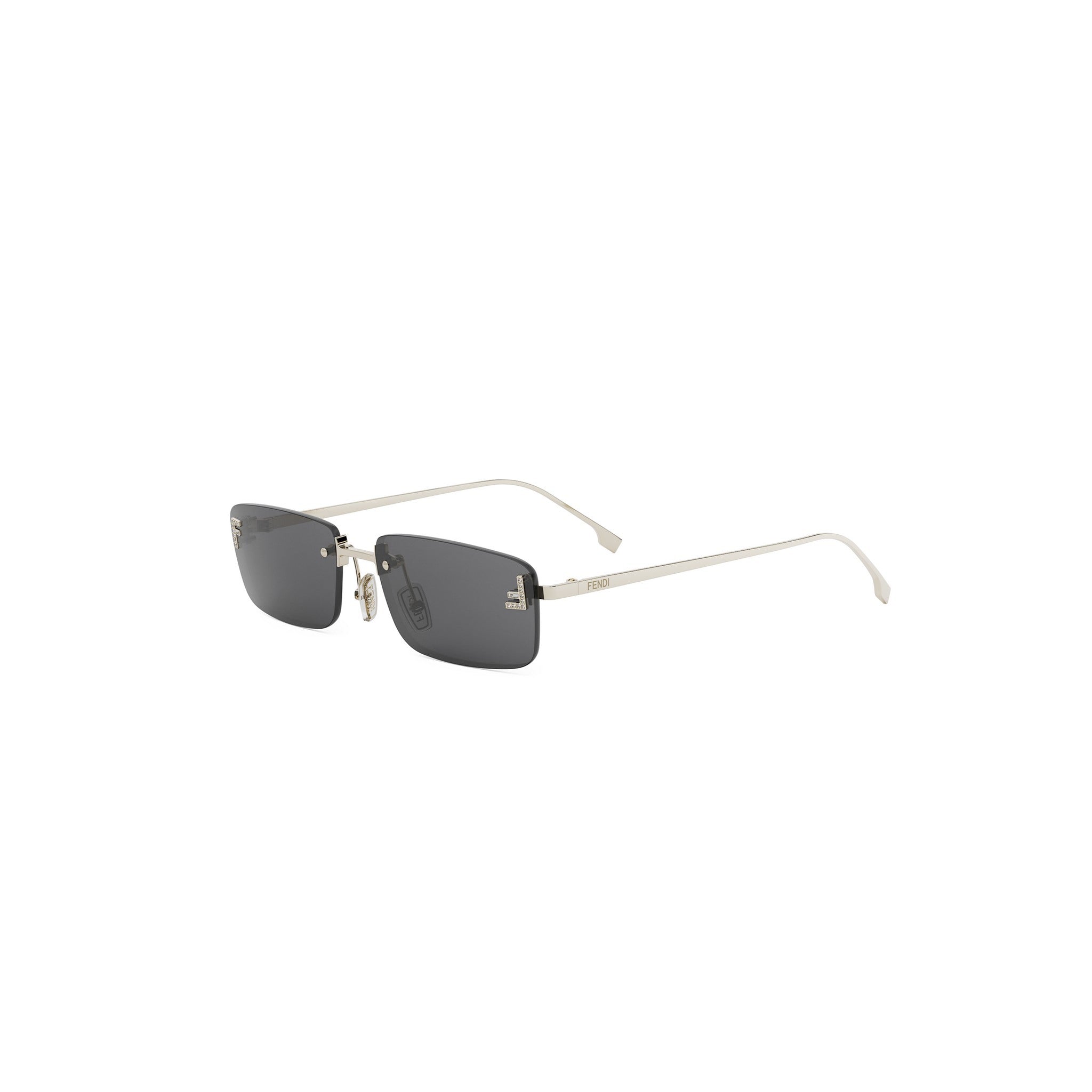 Fendi First Crystal Gold Rectangular Sunglasses