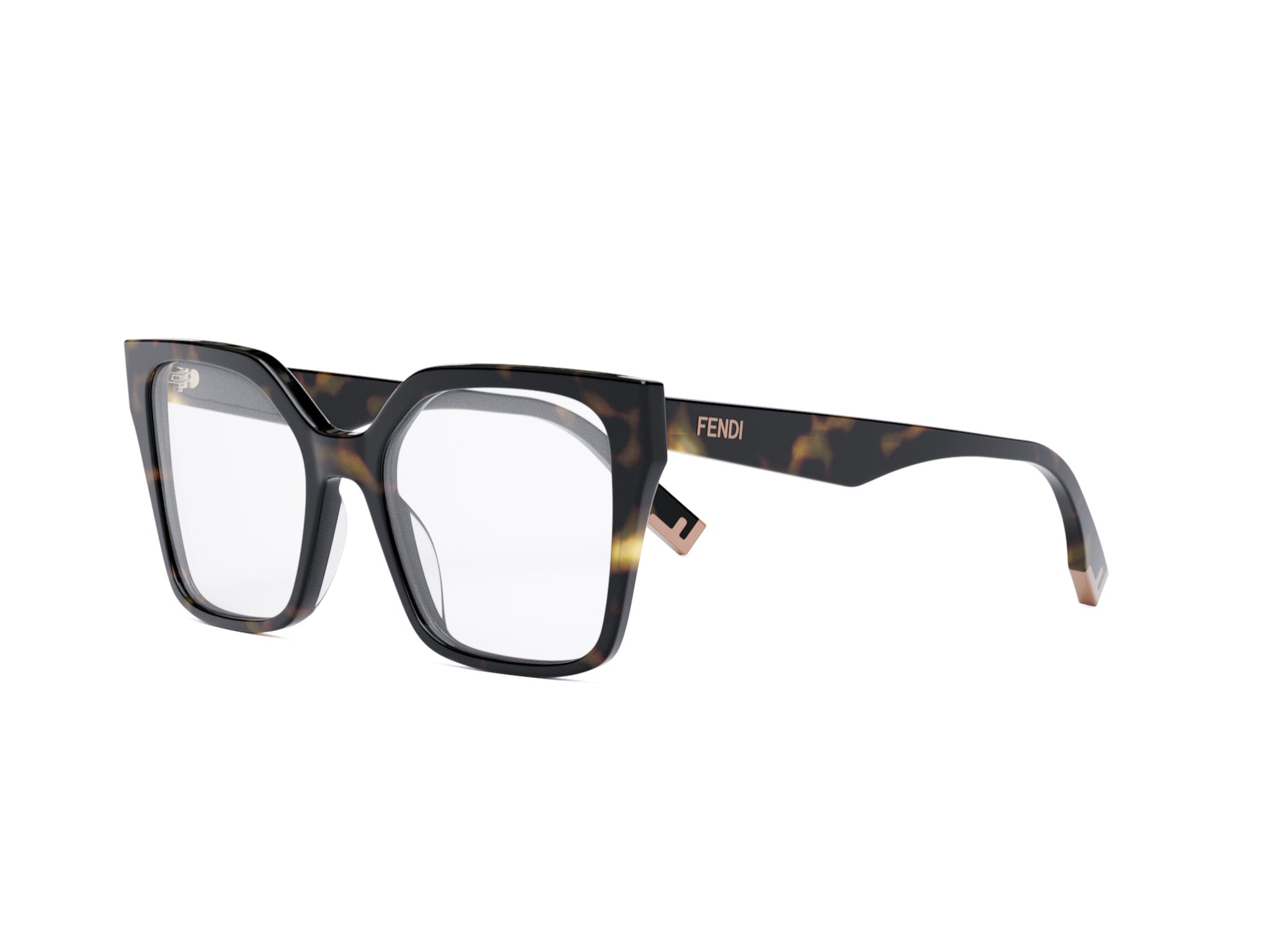 FENDI FE50002I Fendi Way Havana Geometric Eyeglasses