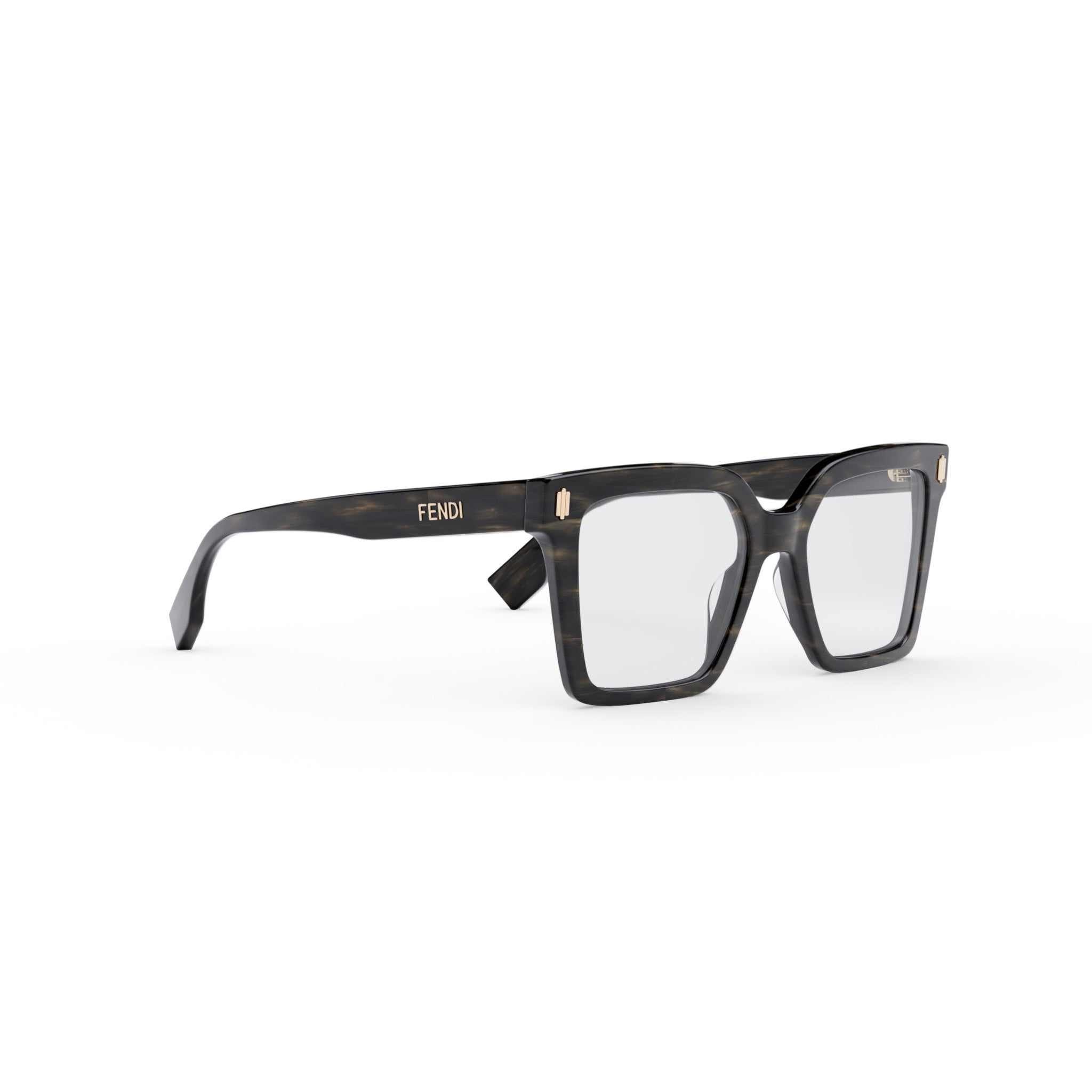 Fendi Bold Grey Geometric Eyeglasses