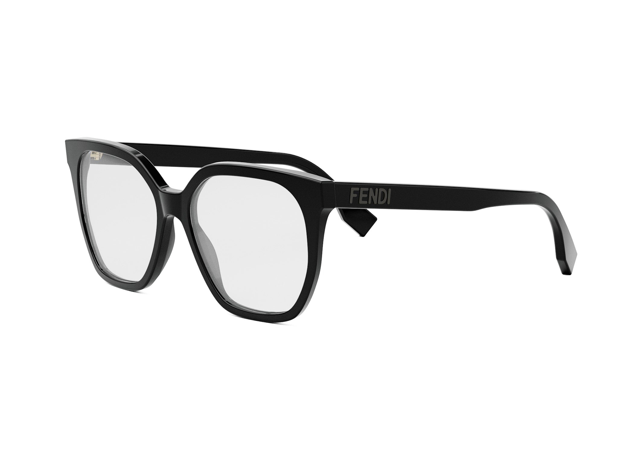 FENDI FE50087I Lettering Black Geometric Eyeglasses