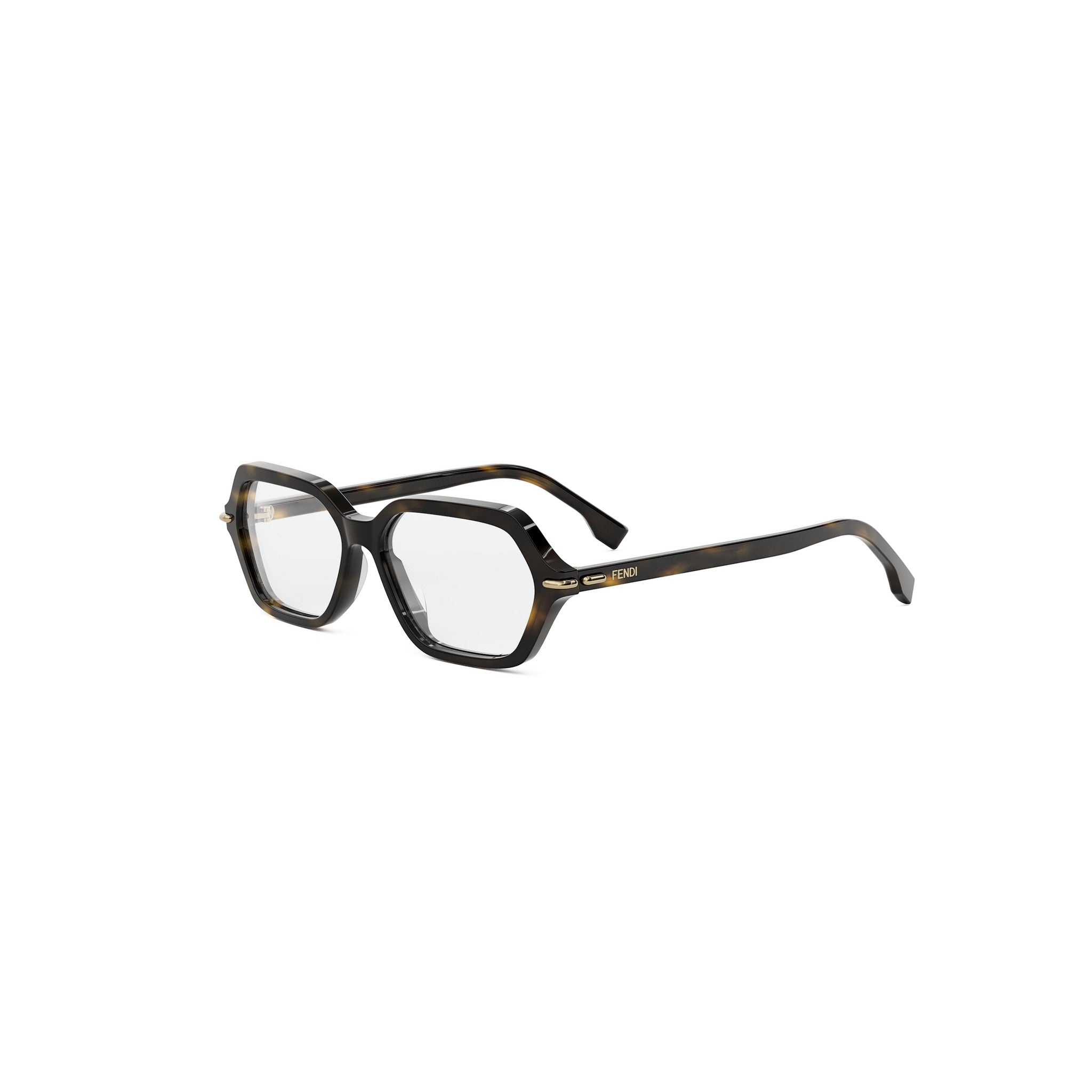 Fendi Selleria Havana Geometric Eyeglasses
