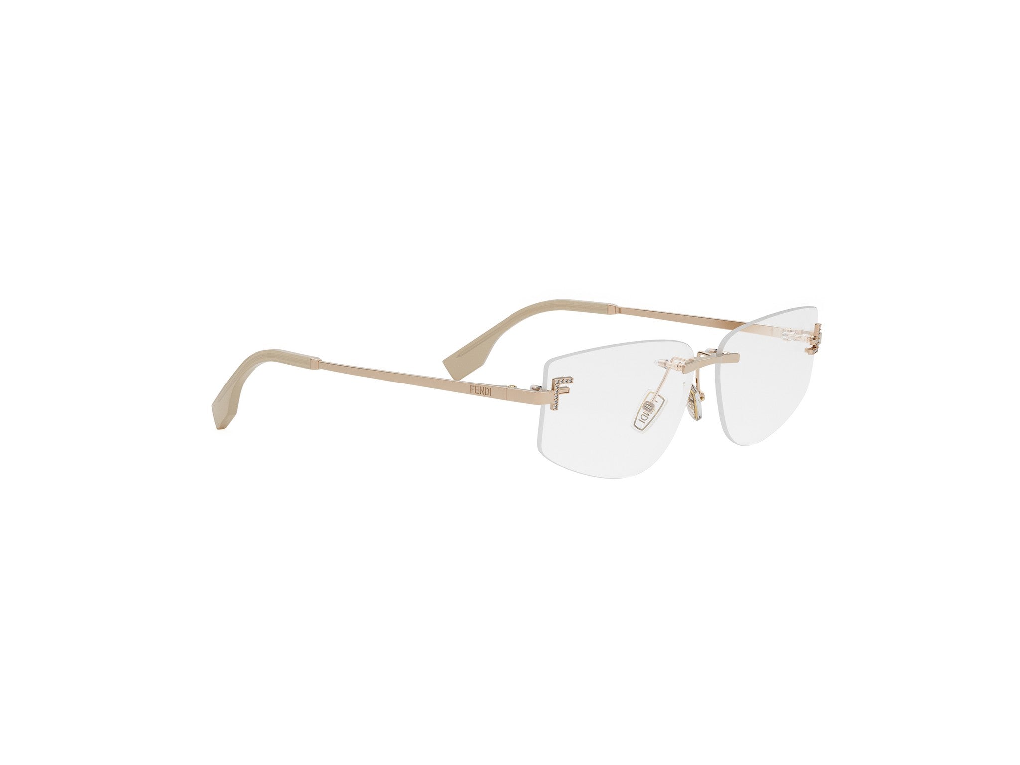 Fendi First Crystal Rose Geometric Eyeglasses