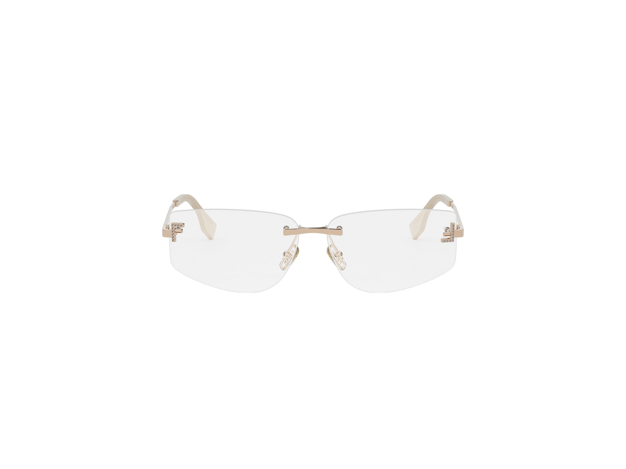 Fendi First Crystal Rose Geometric Eyeglasses
