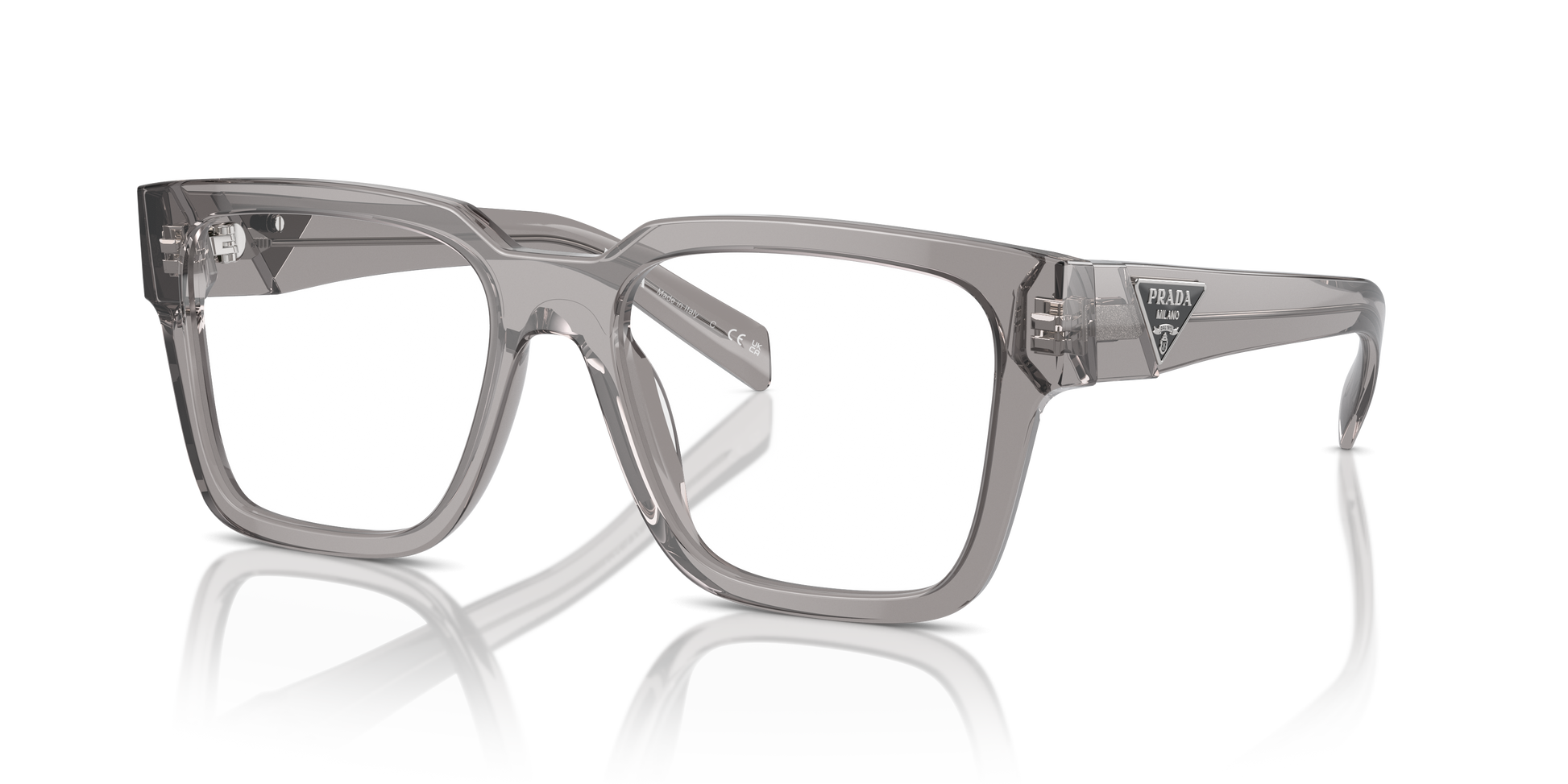 Prada PR 08ZV 18S1O1 Eyeglasses Transparent Asphalt for Man Prada PR 08ZV 18S1O1 Eyeglasses Transparent Asphalt for Man