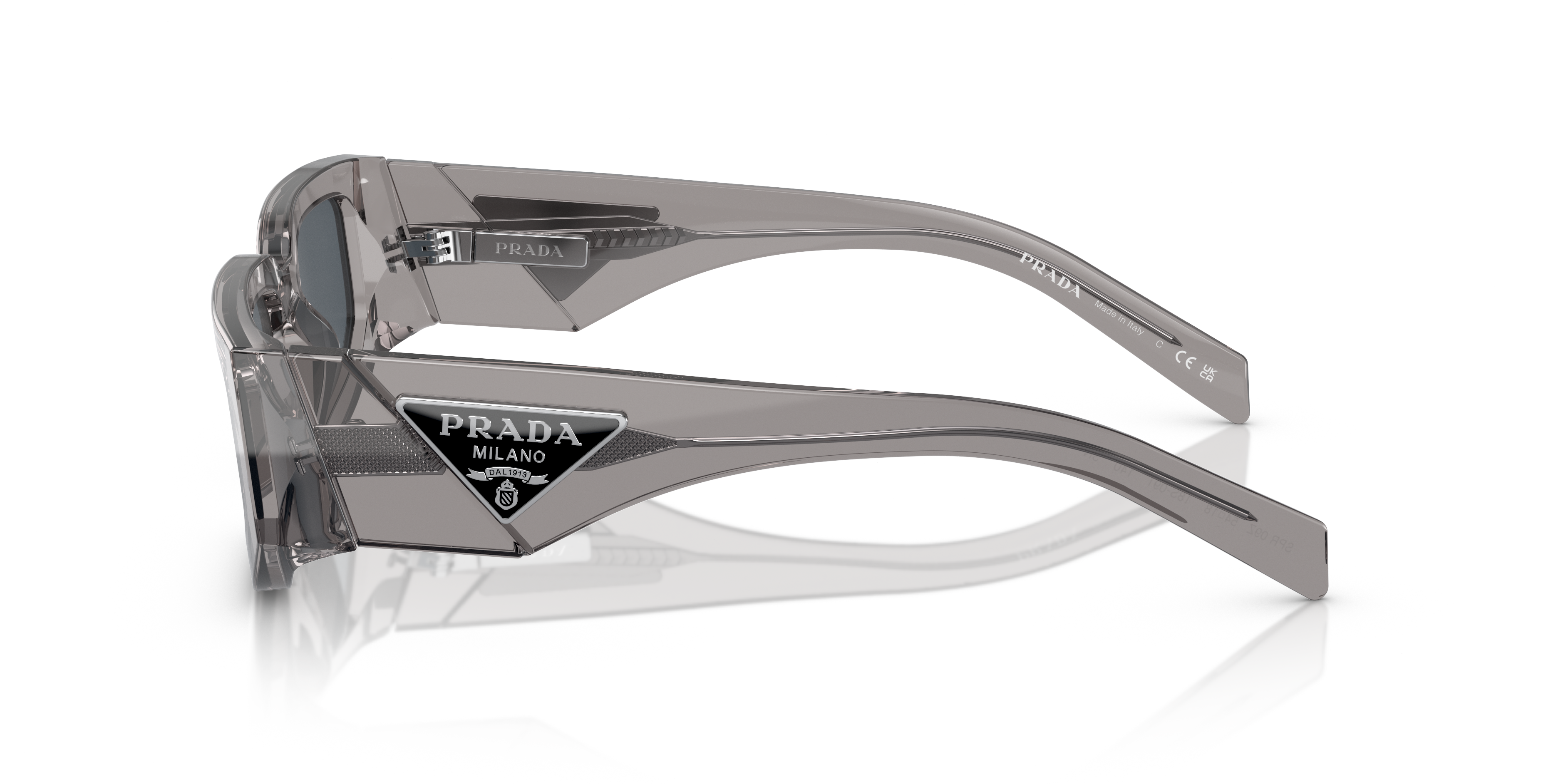 Prada PR 09ZS 18S09T Sunglasses Transparent Asphalt for Man Prada PR 09ZS 18S09T Sunglasses Transparent Asphalt for Man