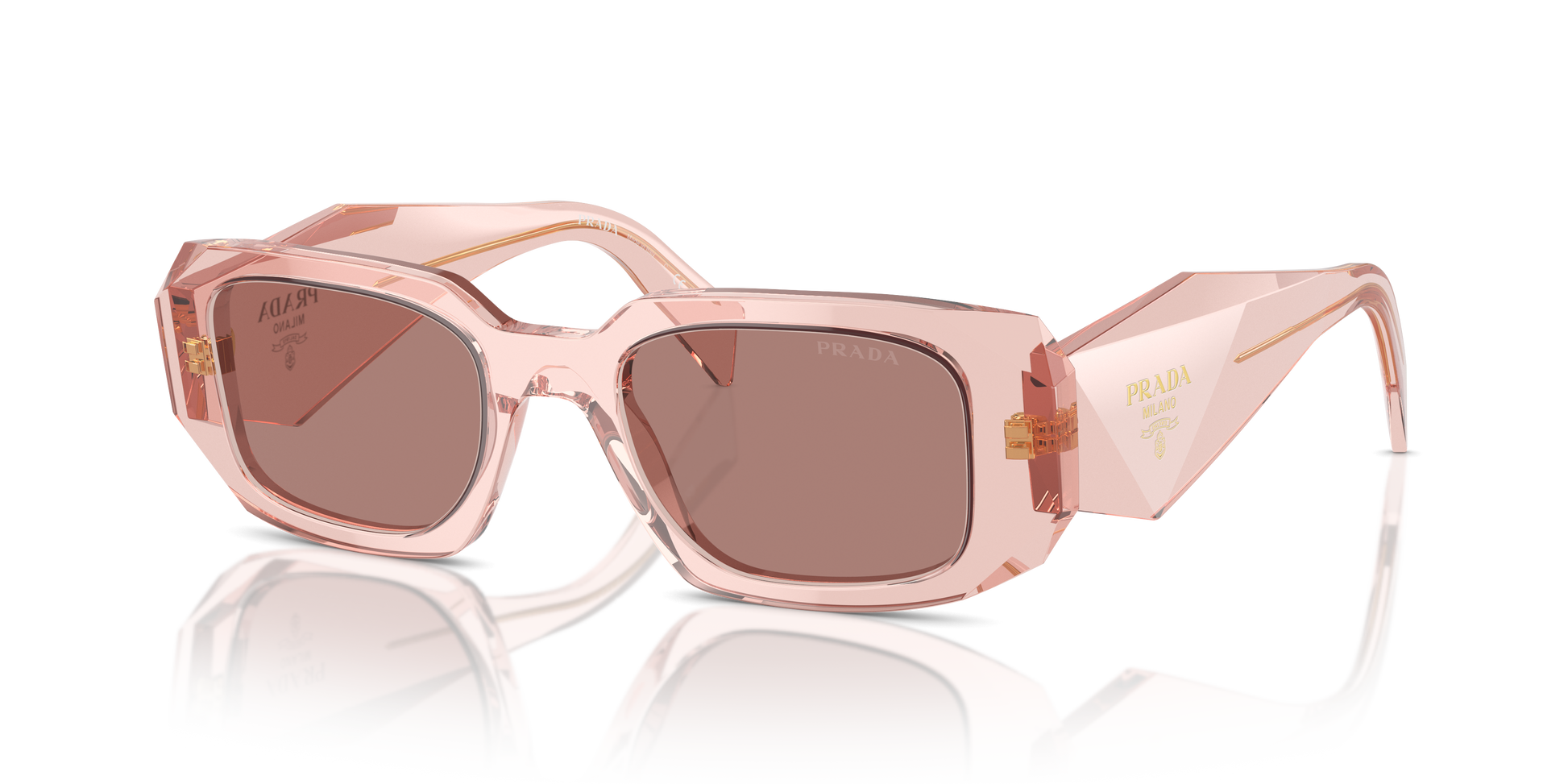 prada goggle glasses Prada PR 17WS 19Q10D Sunglasses Transparent Peach for Woman