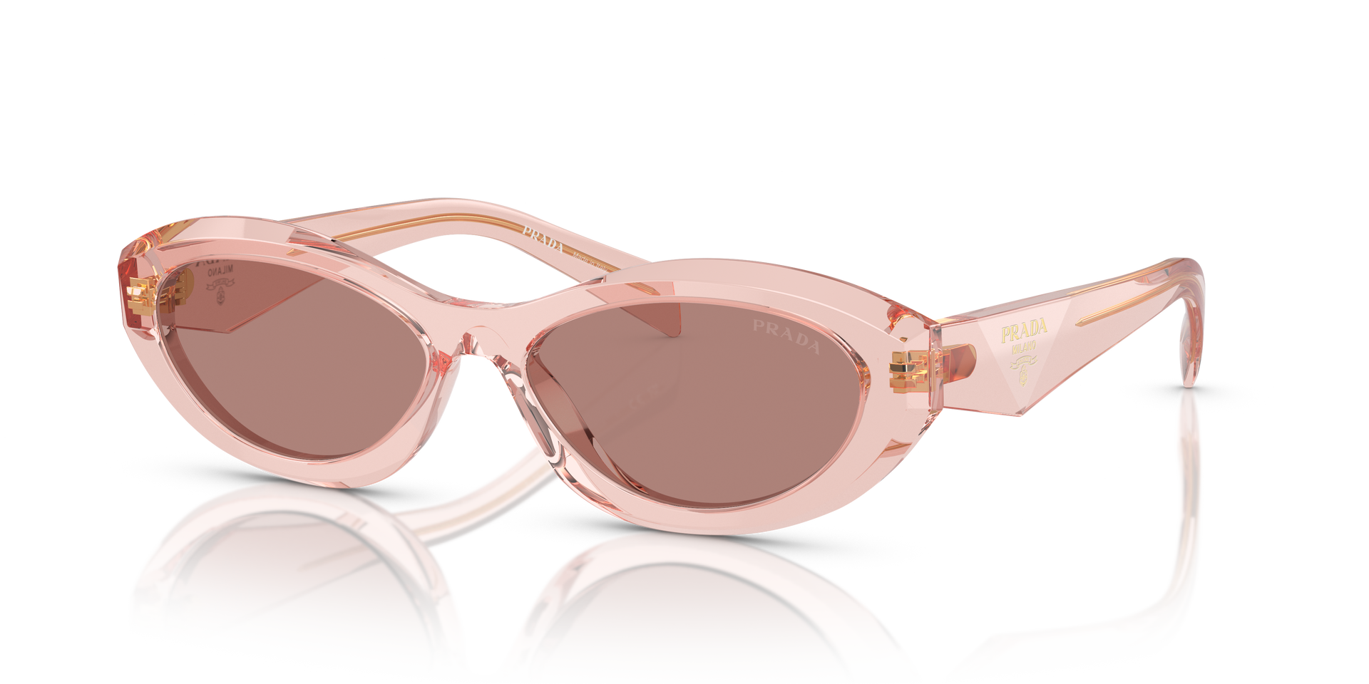 Prada PR 26ZS 19Q10D Sunglasses Transparent Peach for Woman