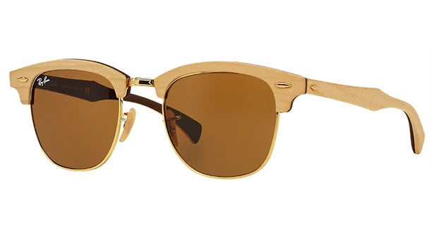 Ray-Ban Clubmaster Wood RB3016M 1179 Beige | LookerOnline