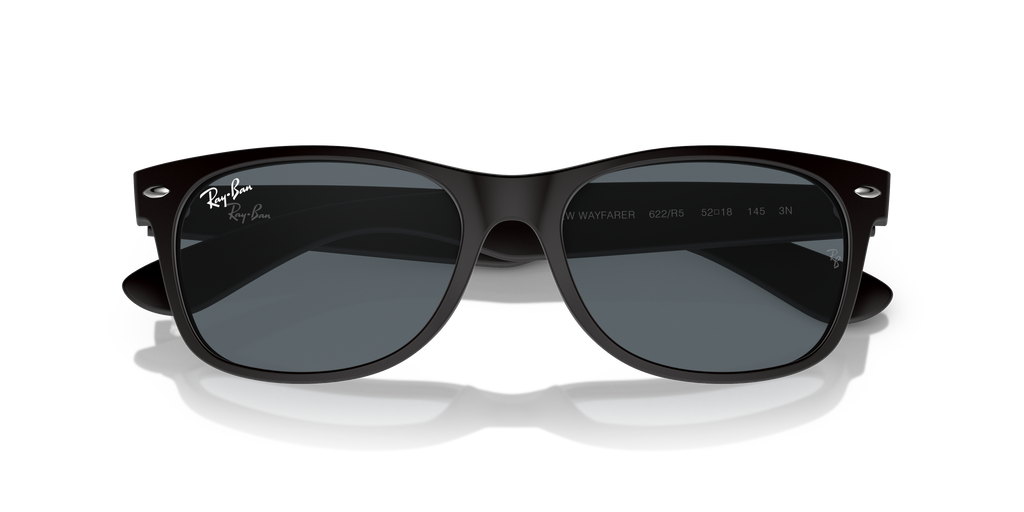 小物 Ray-Ban  Wayfarer Black Ray-Ban New Wayfarer RB2132 622/R5 Rubber Black Sunglasses for Men
