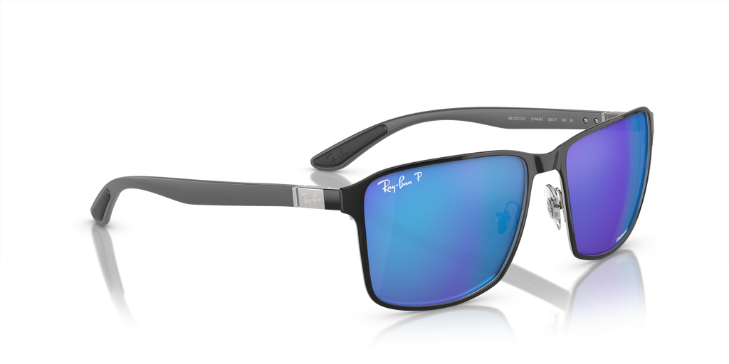 週末値下げ Ray Ban（レイバン）サングラス RB3721CH 9144A1 Ray-Ban RB3721CH 9144A1 Black On Silver Sunglasses for Men and
