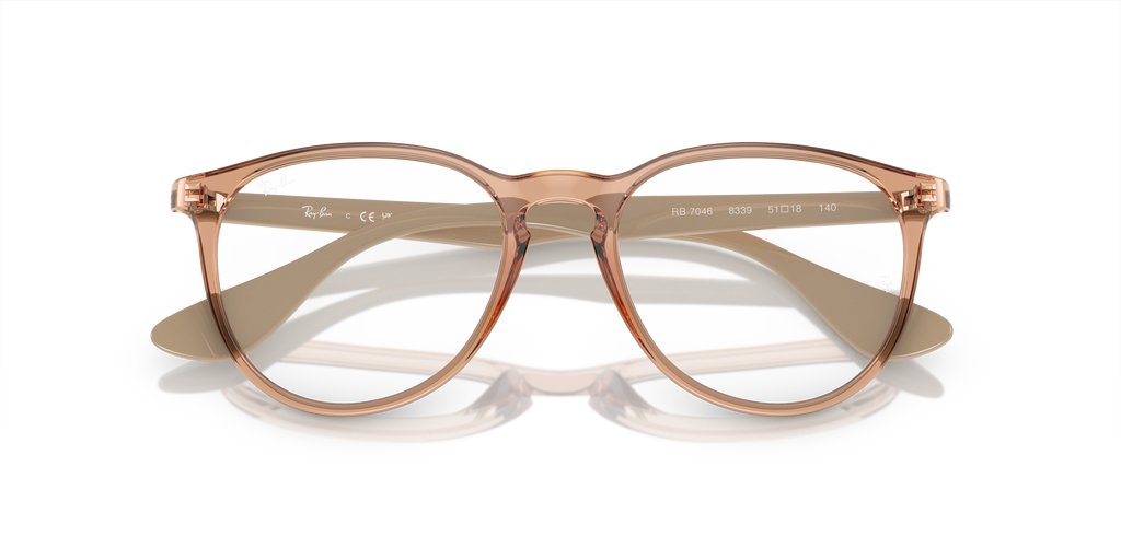 Ray-Ban Erika RX7046 8339 Transparent Brown Eyeglasses for Woman