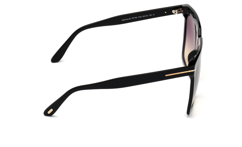 New Tom Ford Sabrina-02 Sunglasses FT0764 58*16*140 Tom Ford FT0764 SABRINA-02 01B Browline Shiny Black  main image 4