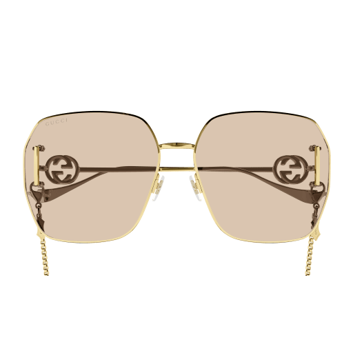 Gucci Gg Chain-charm Cat-eye Metal Sunglasses